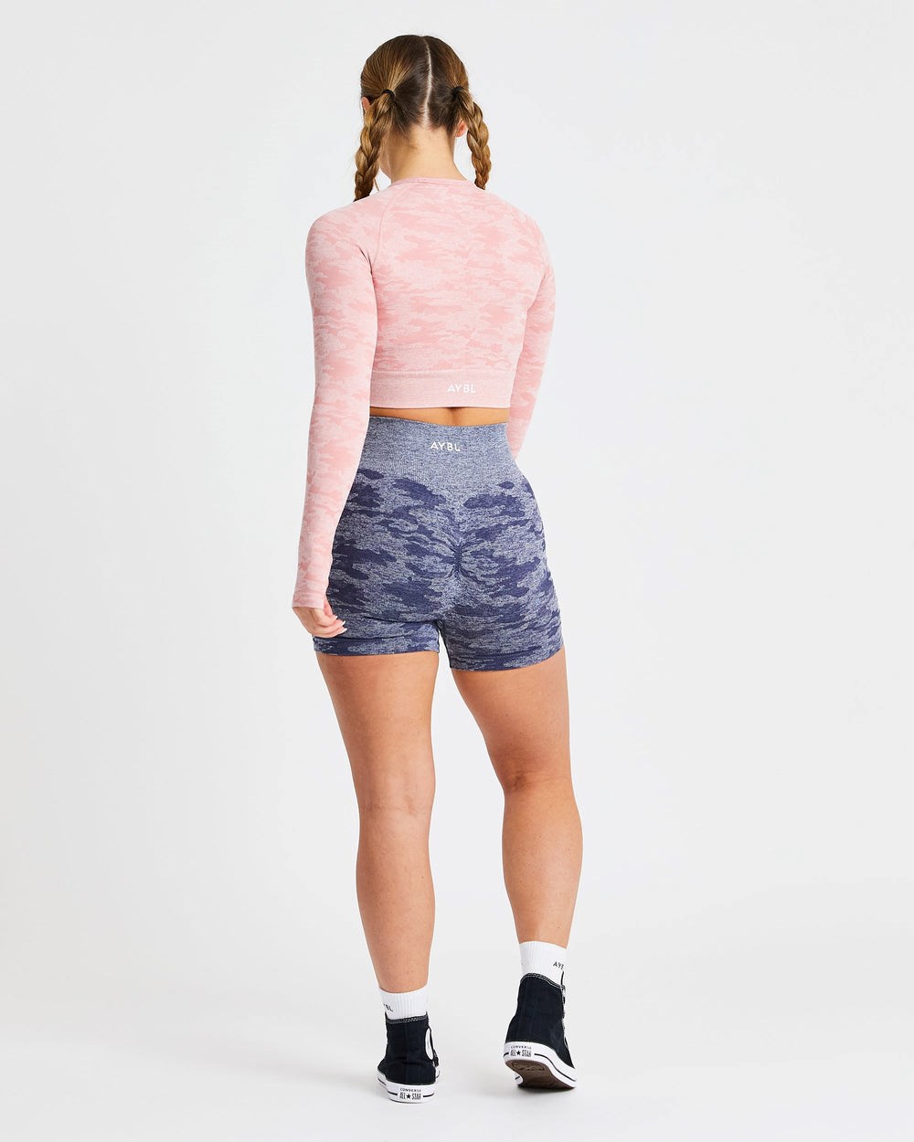 AYBL Evolve Camo Seamless Long Sleeve Crop Top Różowe | 498025-JLD