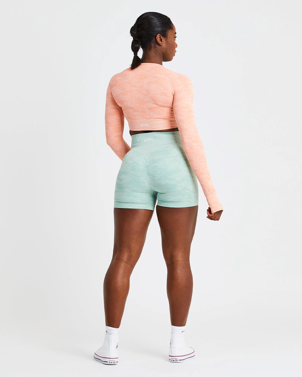 AYBL Evolve Camo Seamless Long Sleeve Crop Top Peach | 605297-PVO