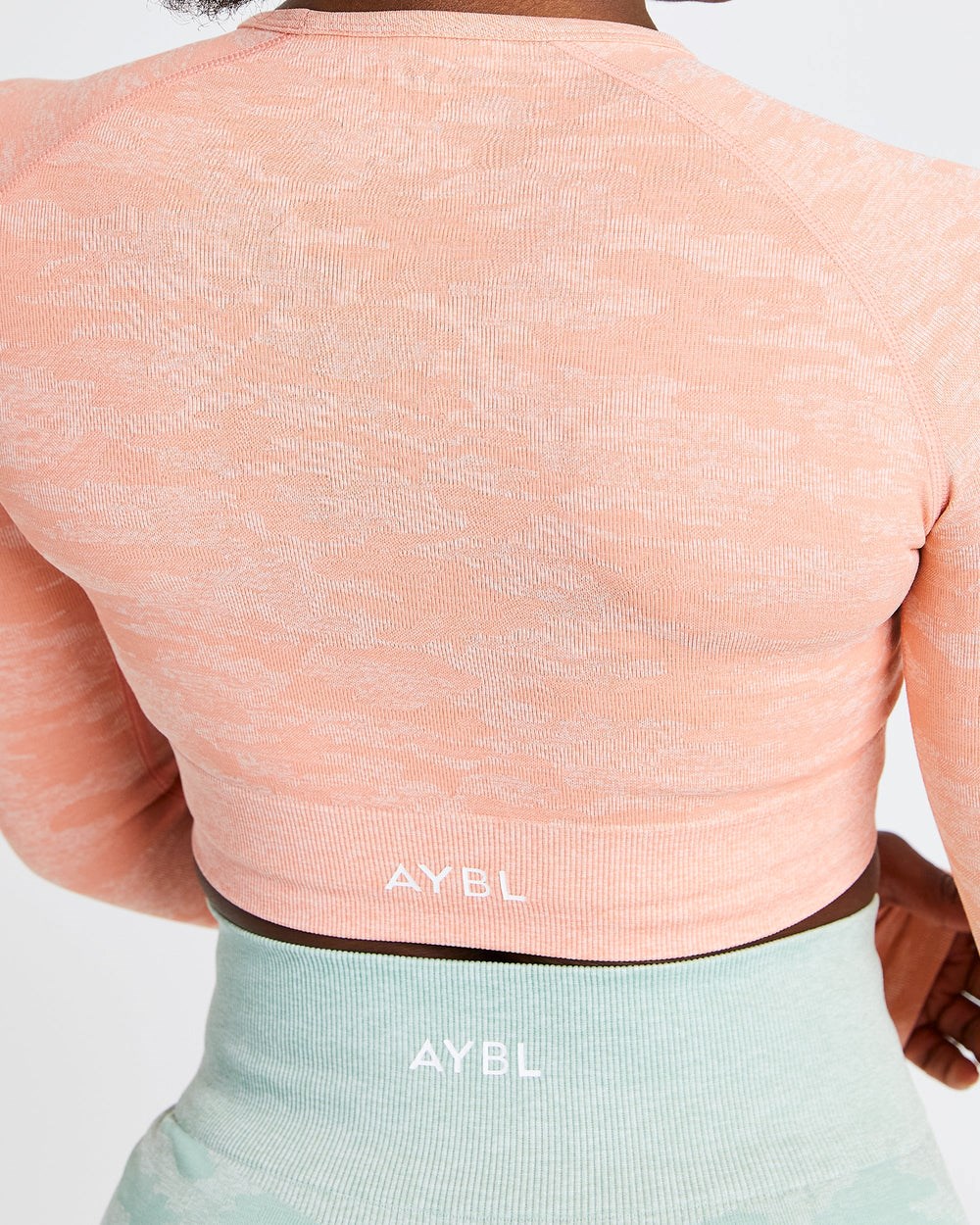 AYBL Evolve Camo Seamless Long Sleeve Crop Top Peach | 605297-PVO