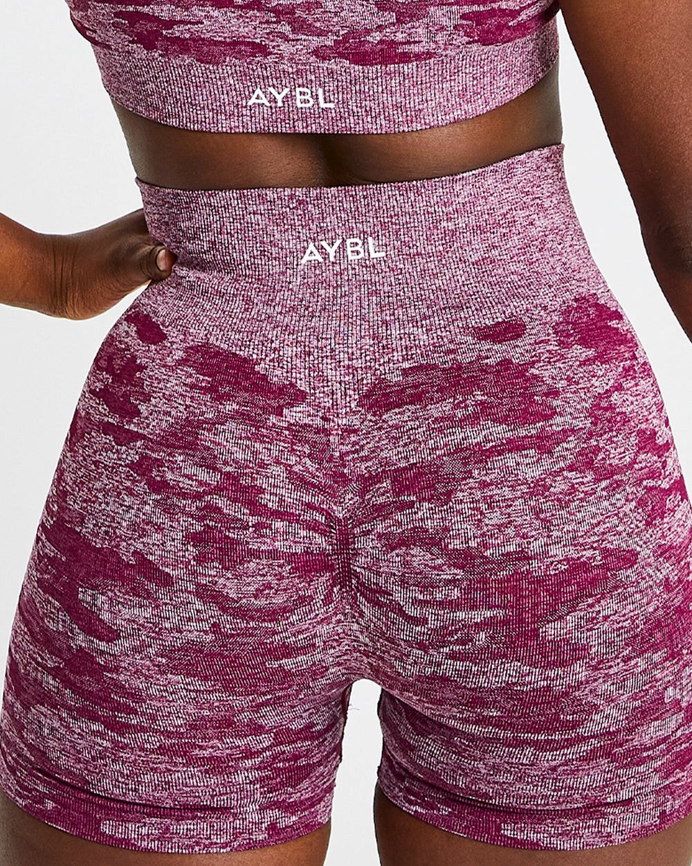 AYBL Evolve Camo Seamless Shorts Bordowe | 109563-UDX