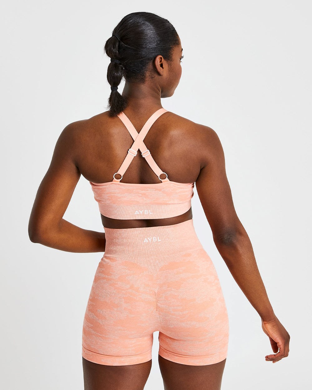 AYBL Evolve Camo Seamless Sports Bra Peach | 639057-HRS