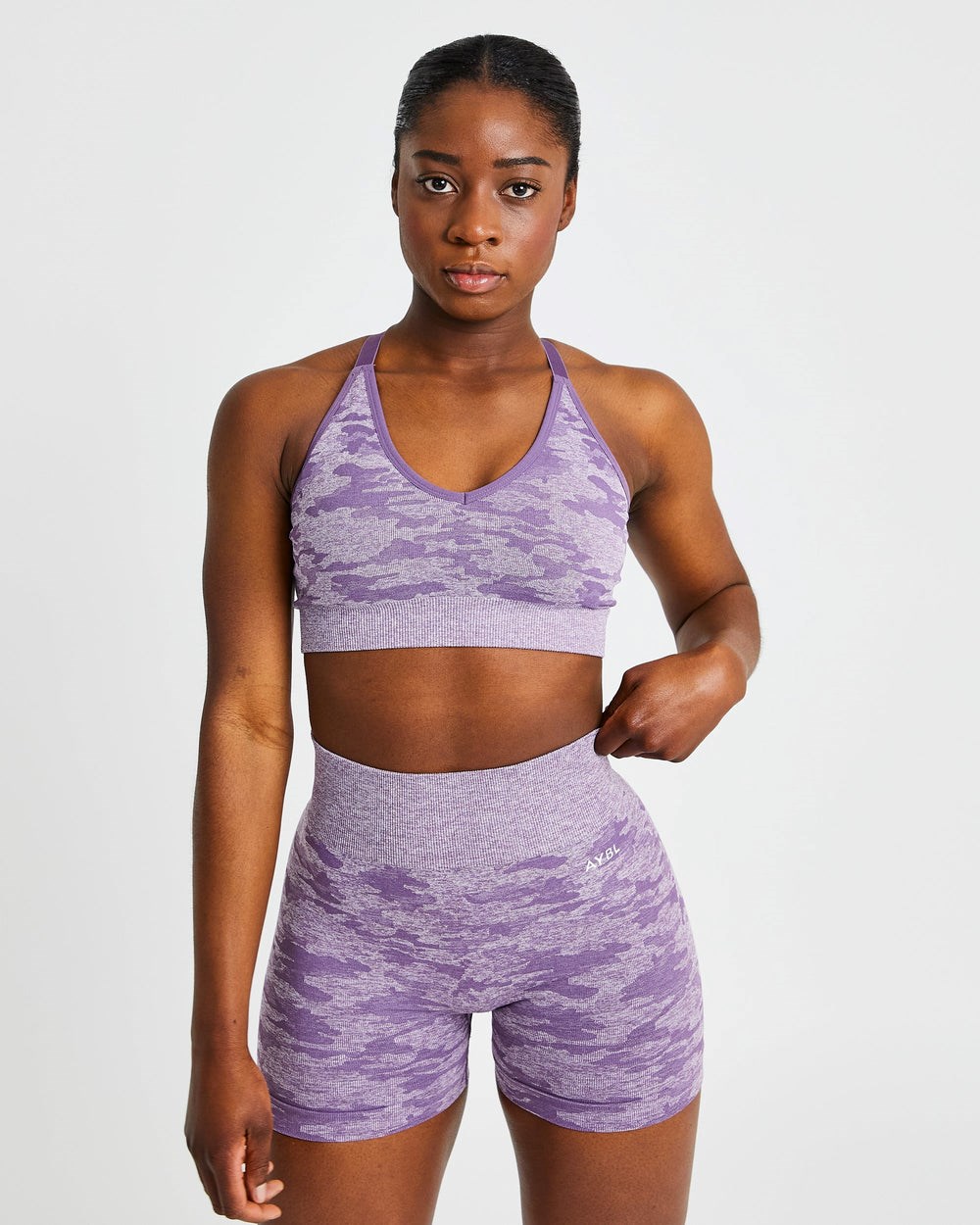 AYBL Evolve Camo Seamless Sports Bra Plum | 129436-ENJ