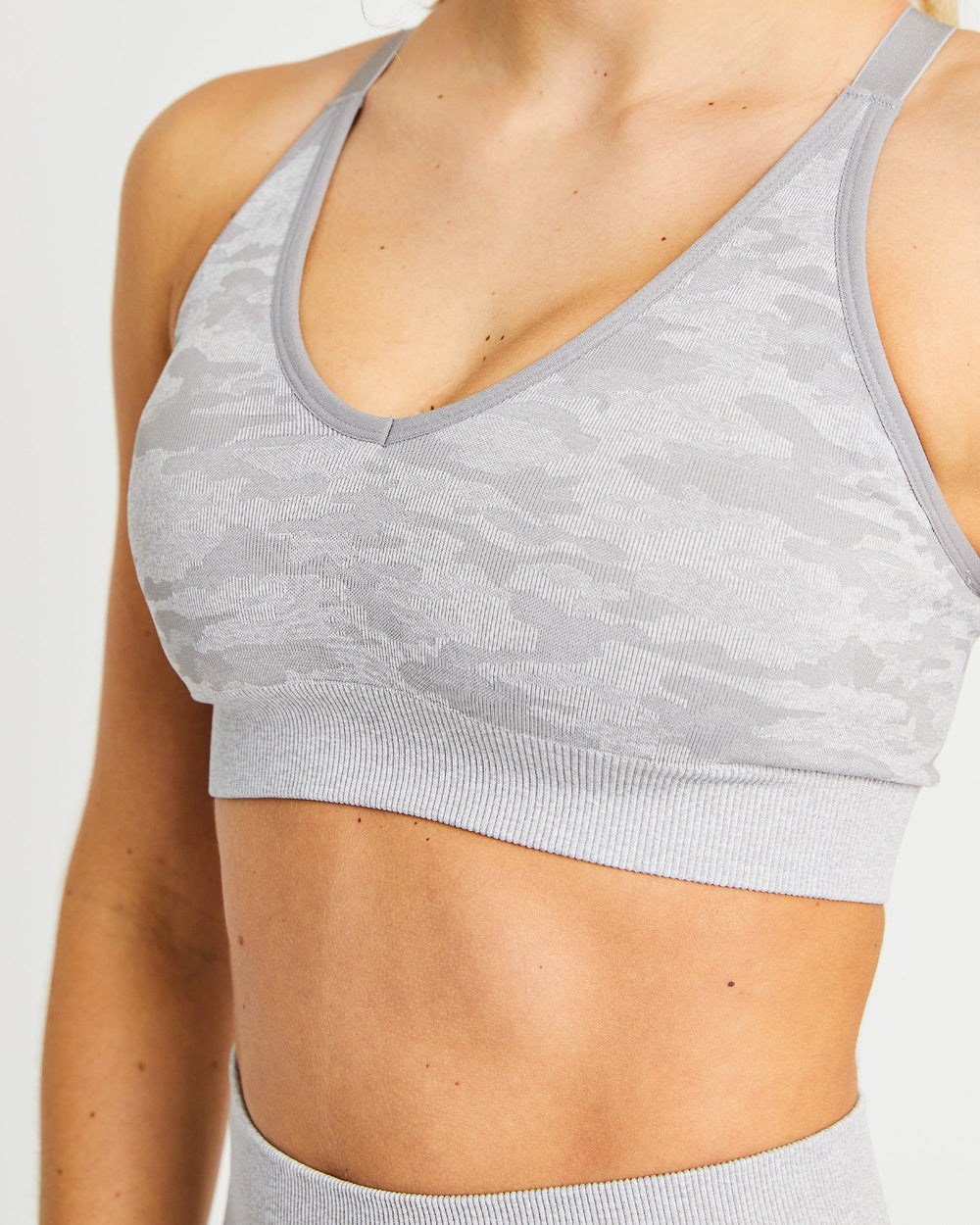 AYBL Evolve Camo Seamless Sports Bra Szare | 827451-ISO