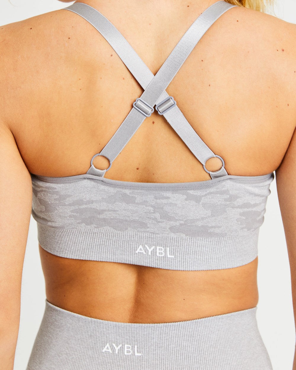 AYBL Evolve Camo Seamless Sports Bra Szare | 827451-ISO