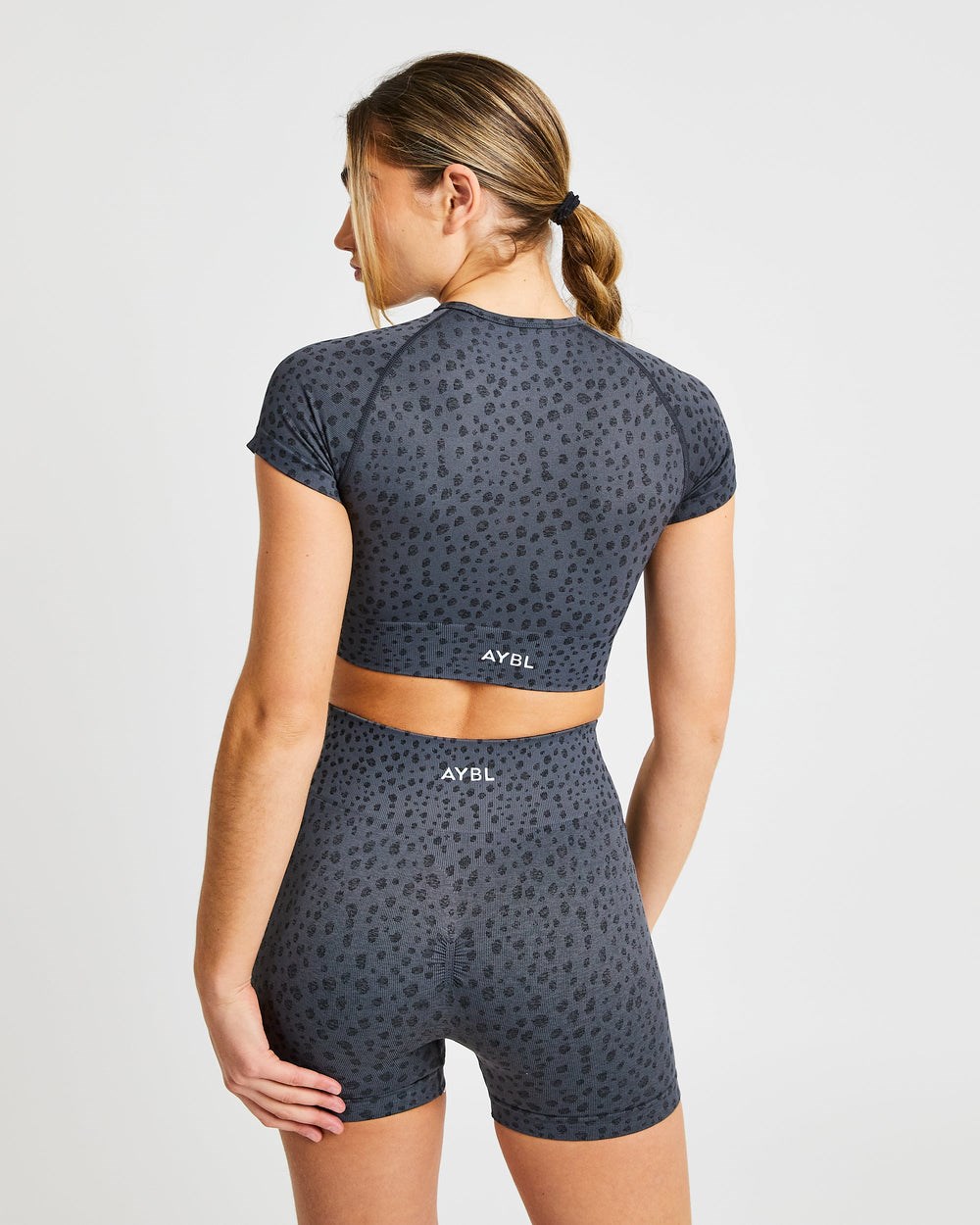 AYBL Evolve Speckle Seamless Crop Top Charcoal | 490867-IMF