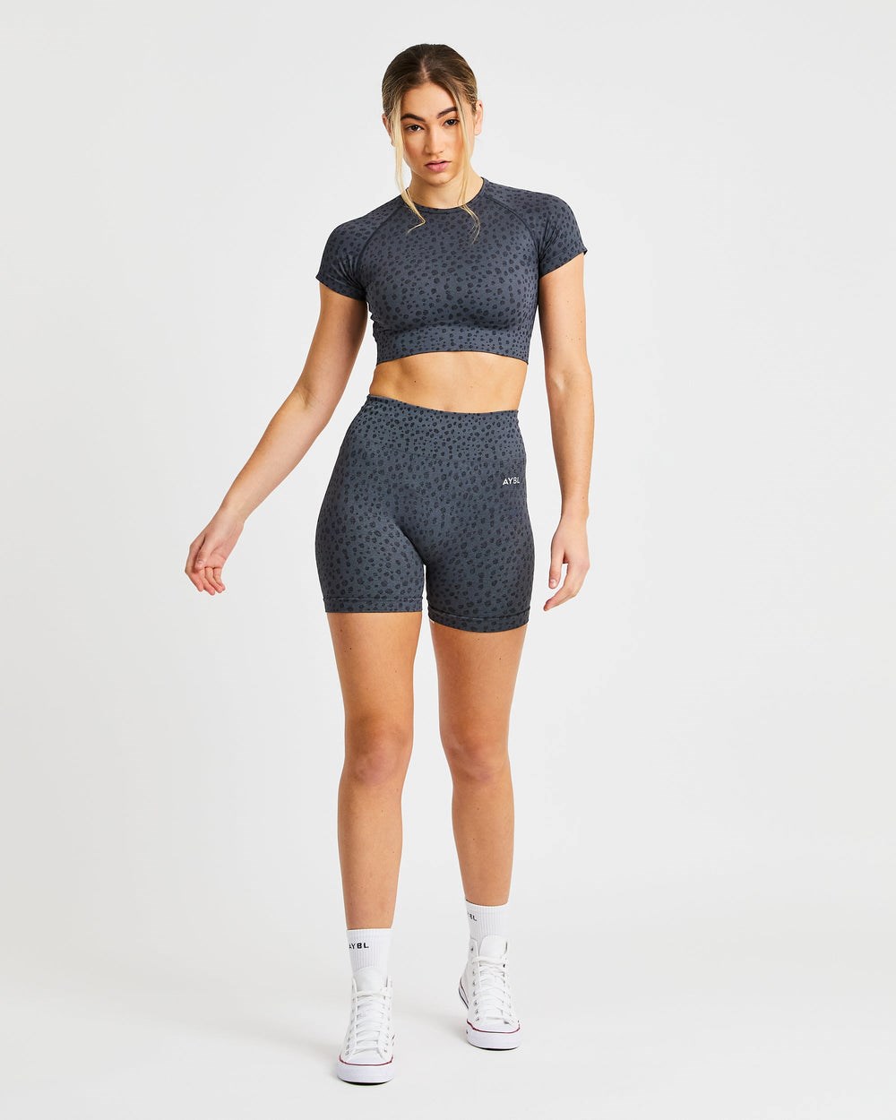 AYBL Evolve Speckle Seamless Crop Top Charcoal | 490867-IMF