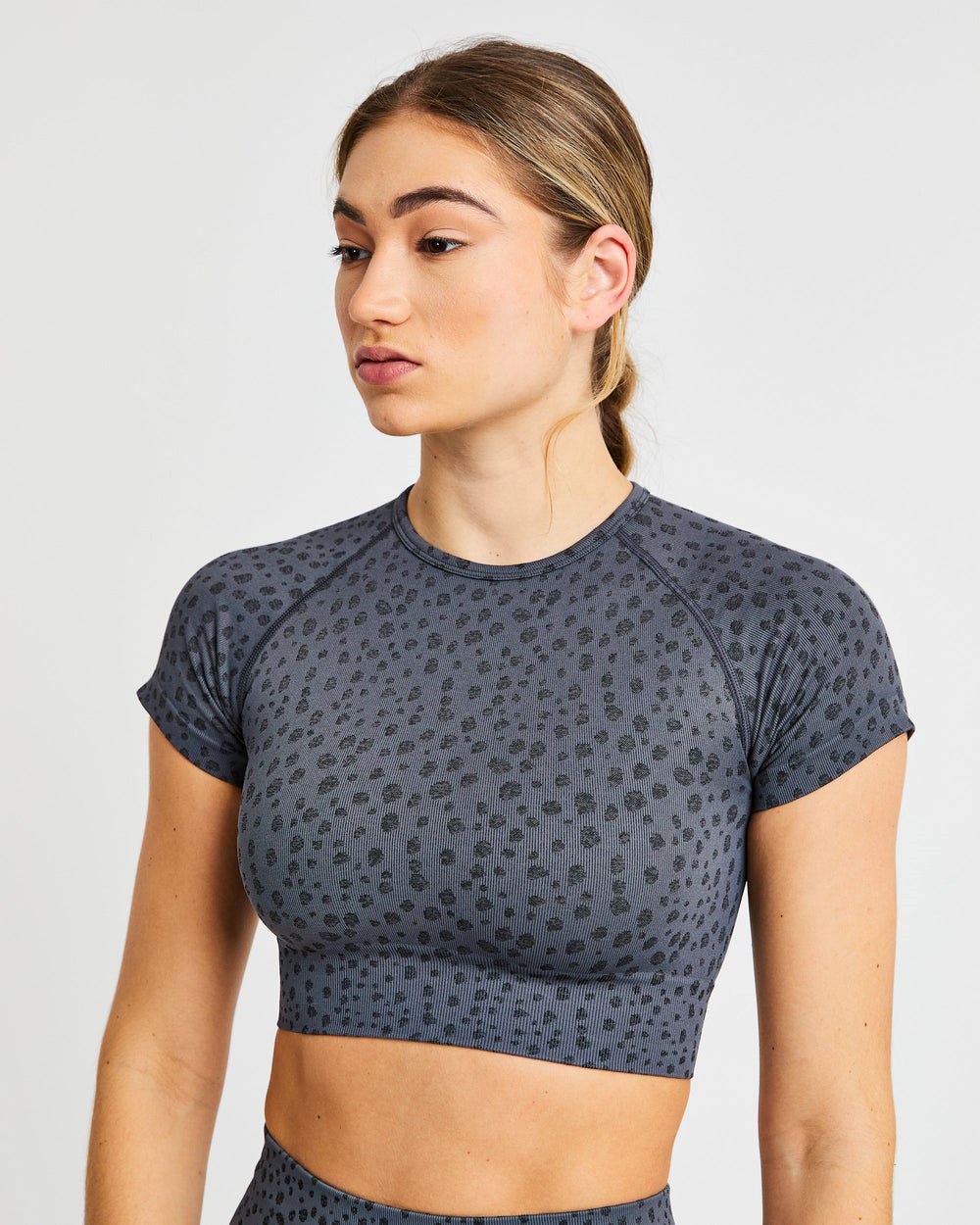 AYBL Evolve Speckle Seamless Crop Top Charcoal | 490867-IMF