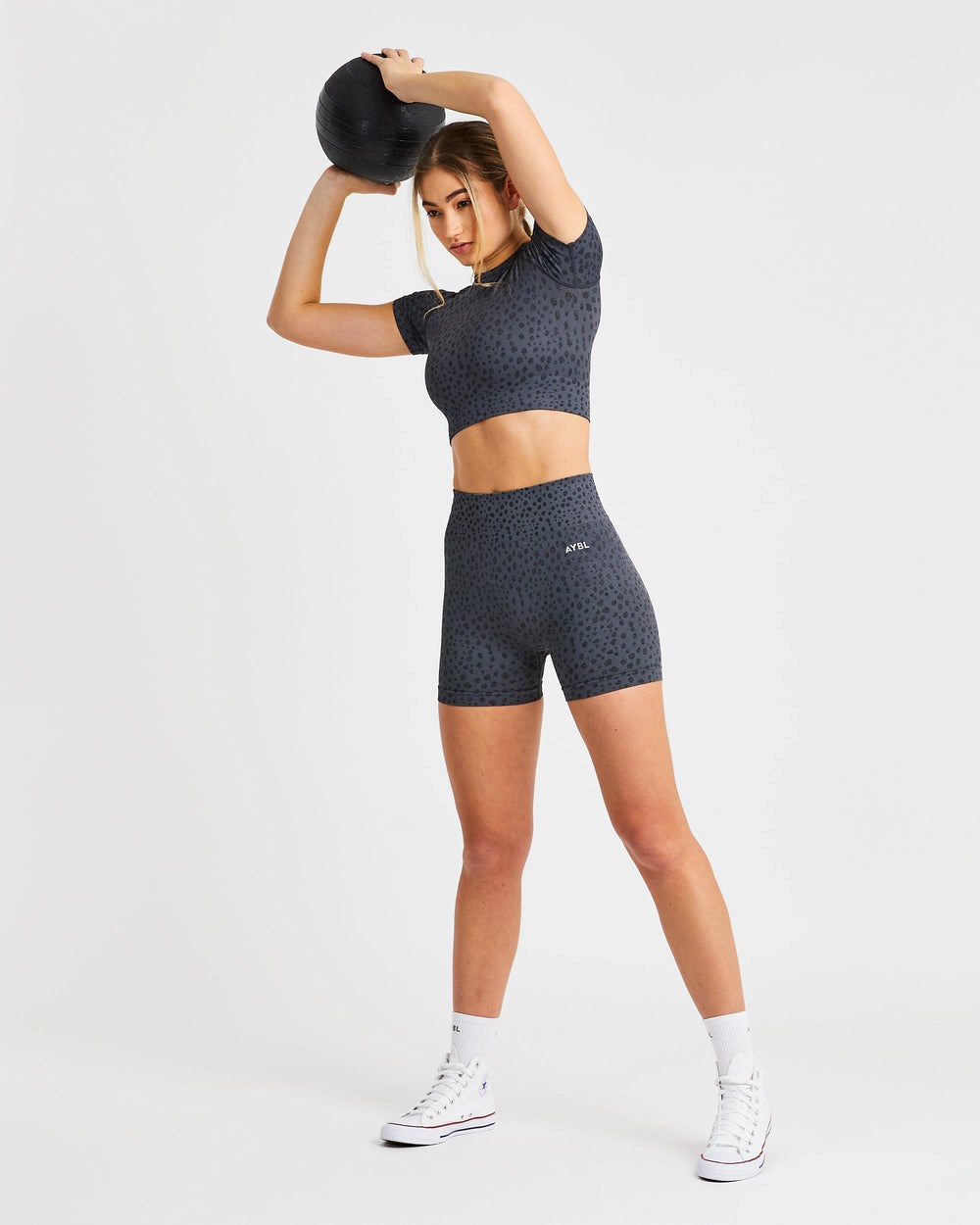 AYBL Evolve Speckle Seamless Crop Top Charcoal | 490867-IMF