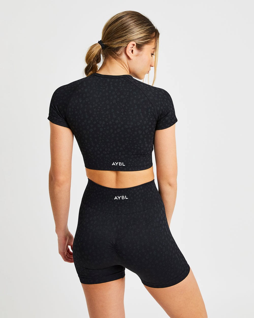 AYBL Evolve Speckle Seamless Crop Top Czarne | 562714-FDT