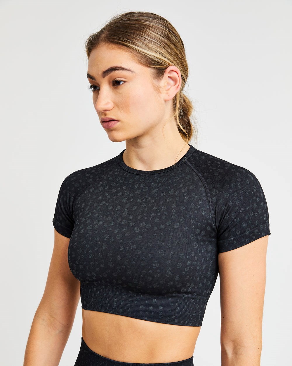 AYBL Evolve Speckle Seamless Crop Top Czarne | 562714-FDT