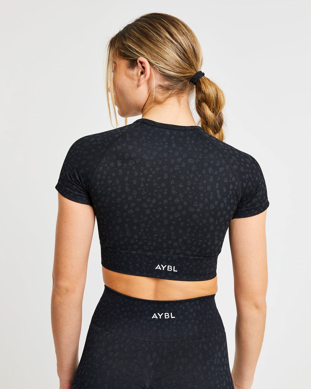 AYBL Evolve Speckle Seamless Crop Top Czarne | 562714-FDT