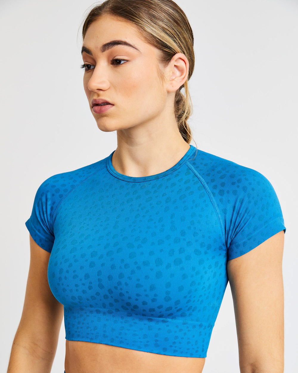 AYBL Evolve Speckle Seamless Crop Top Niebieskie | 039657-BEL