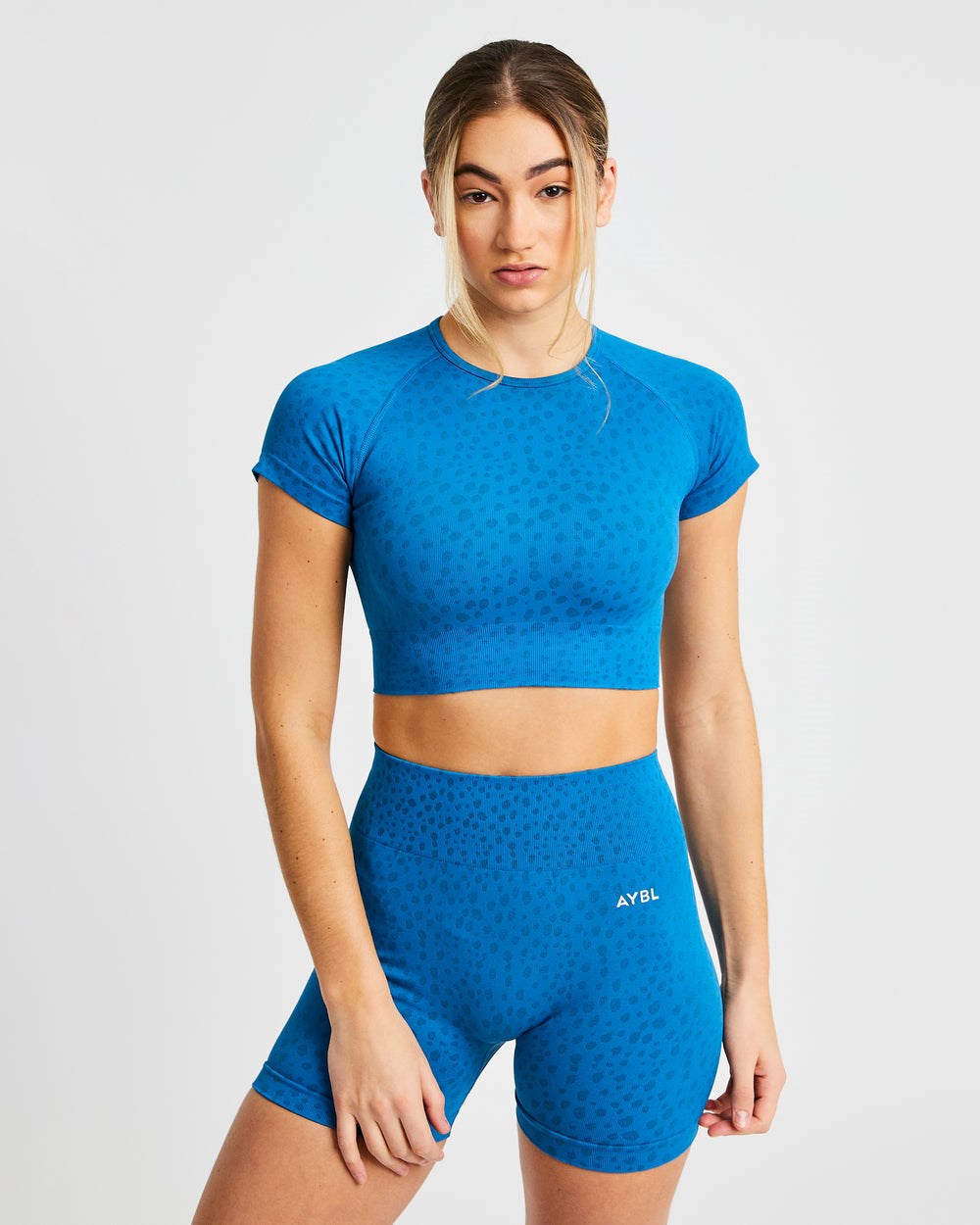 AYBL Evolve Speckle Seamless Crop Top Niebieskie | 039657-BEL