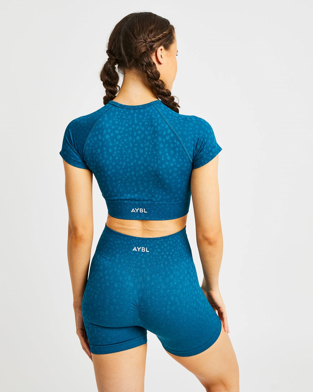 AYBL Evolve Speckle Seamless Crop Top Teal | 603714-BLV