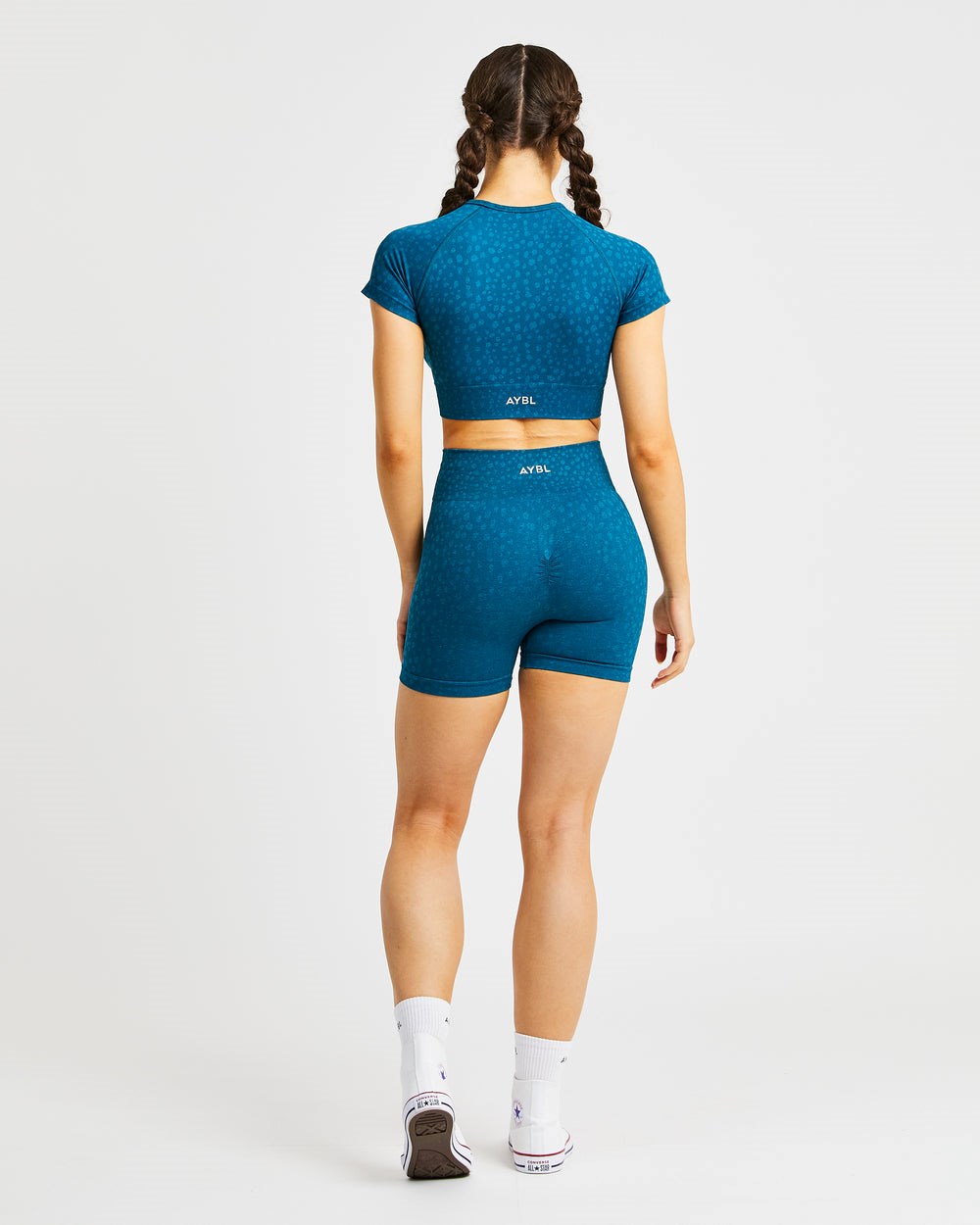 AYBL Evolve Speckle Seamless Crop Top Teal | 603714-BLV