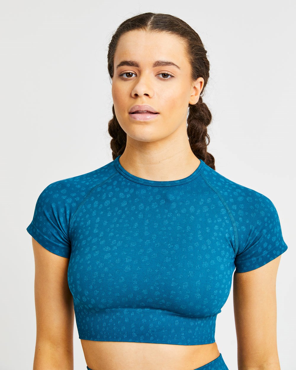 AYBL Evolve Speckle Seamless Crop Top Teal | 603714-BLV