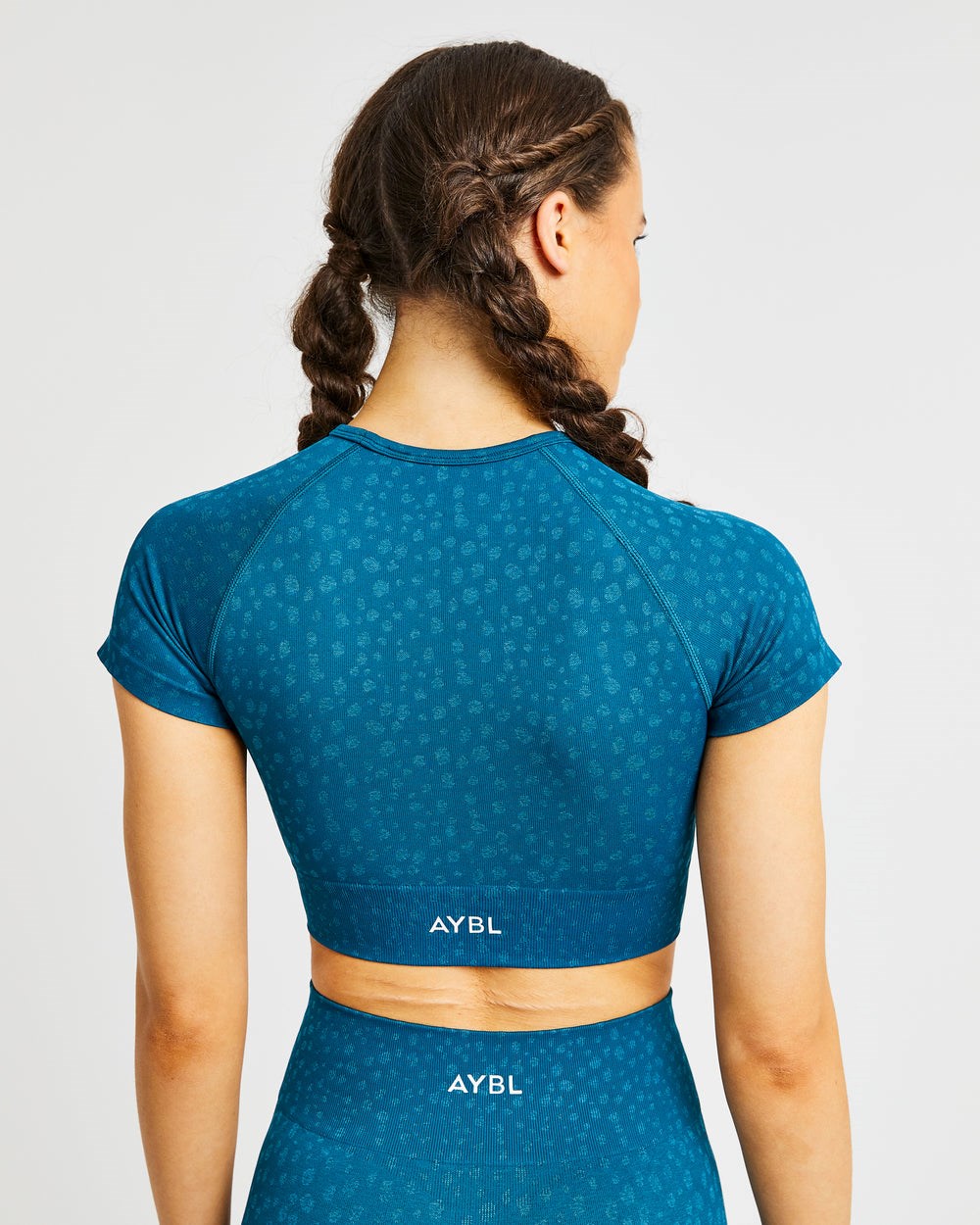 AYBL Evolve Speckle Seamless Crop Top Teal | 603714-BLV