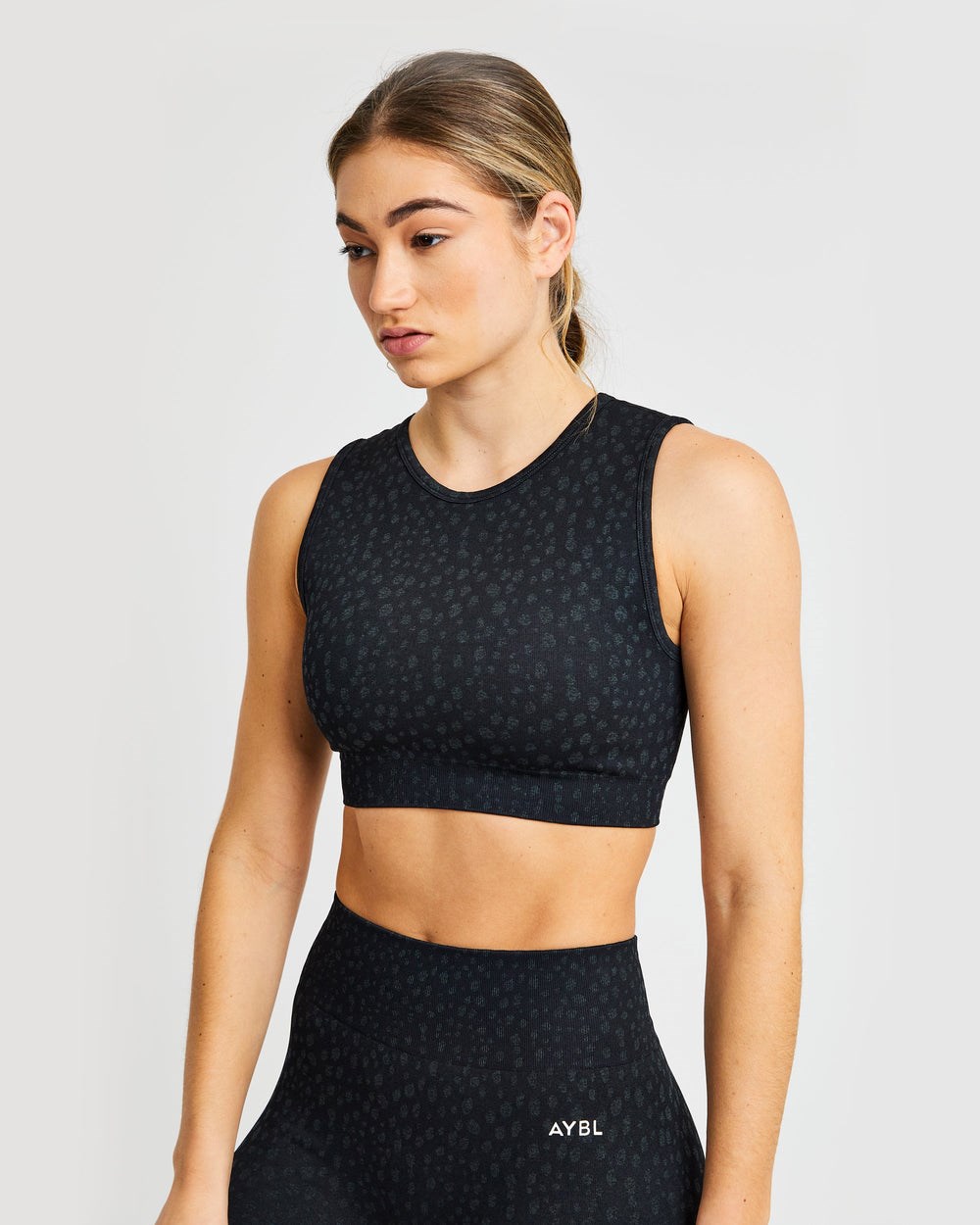 AYBL Evolve Speckle Seamless Crop Vest Czarne | 059863-QXC