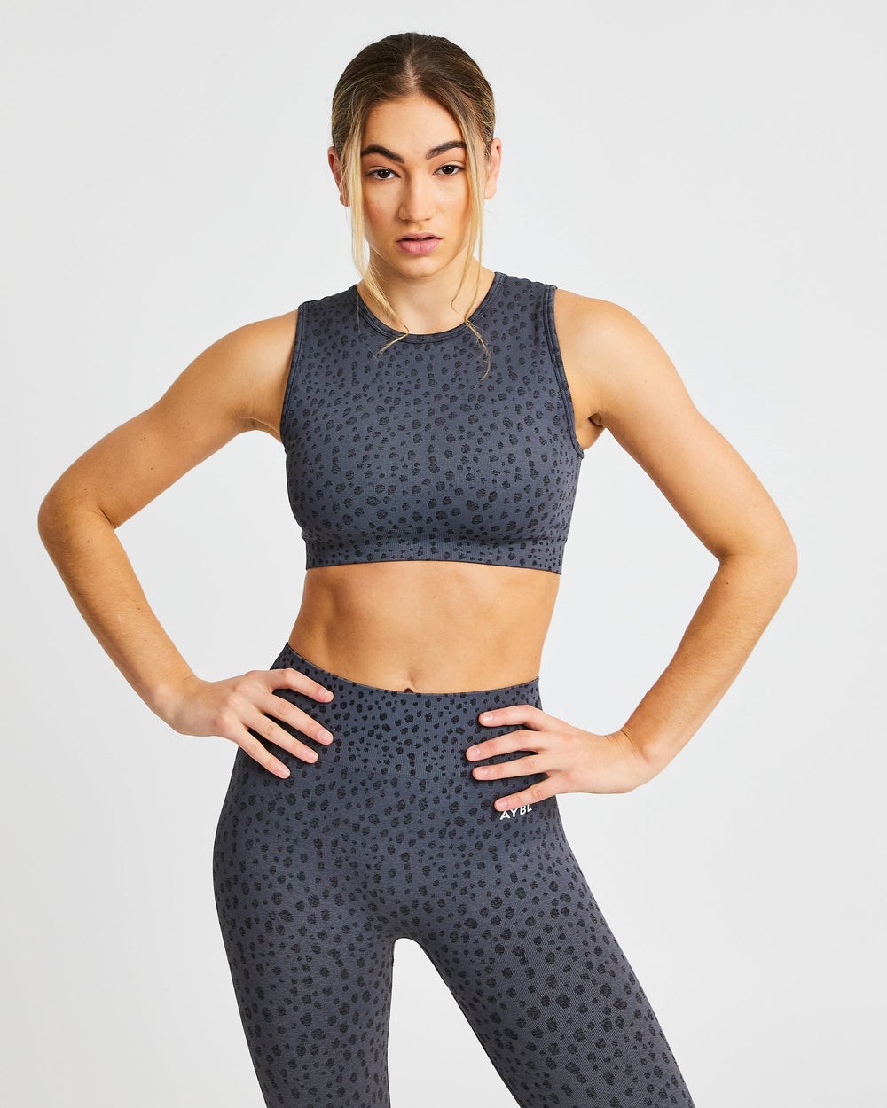 AYBL Evolve Speckle Seamless Crop Vest Charcoal | 458603-GVU