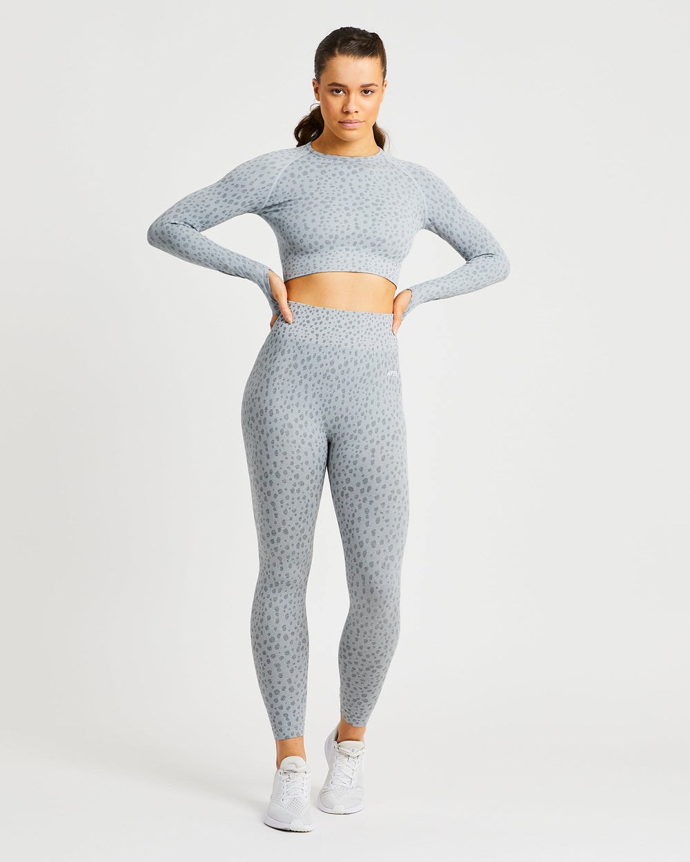 AYBL Evolve Speckle Seamless Long Sleeve Crop Top Głęboka Szare | 017538-GIW