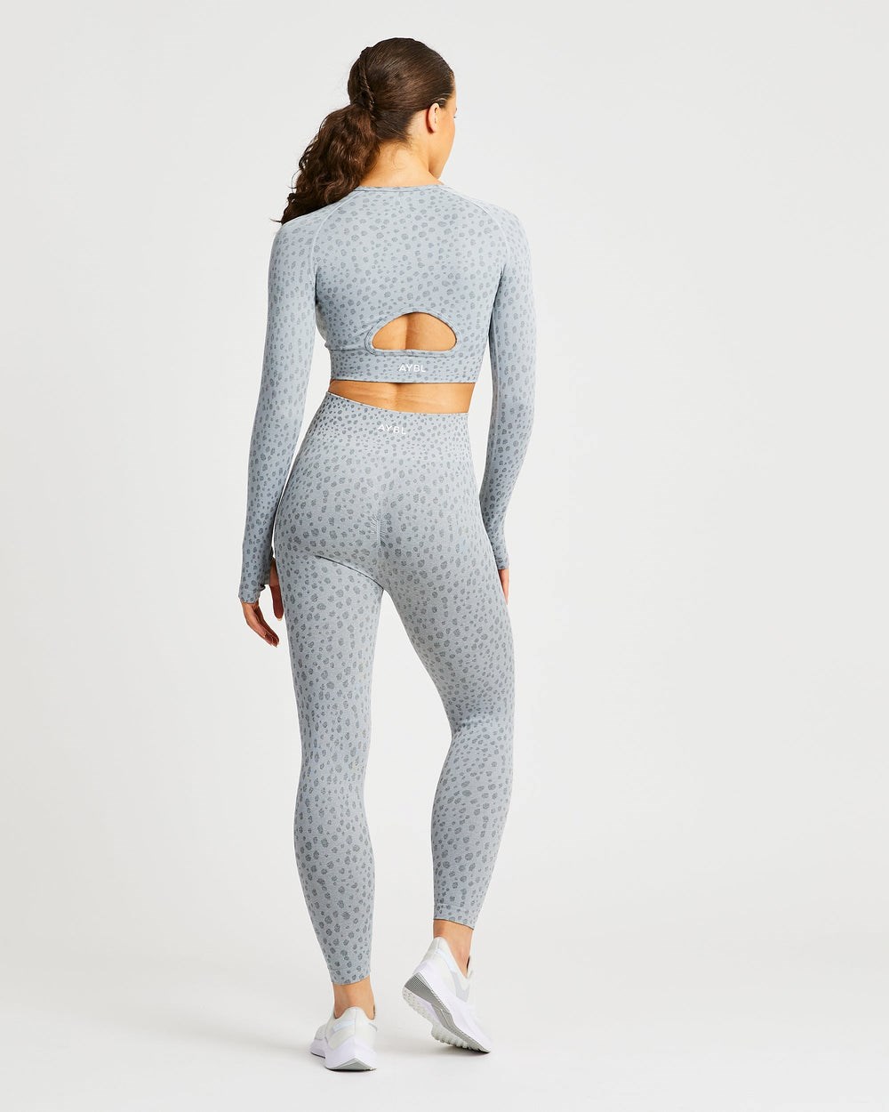 AYBL Evolve Speckle Seamless Long Sleeve Crop Top Głęboka Szare | 017538-GIW