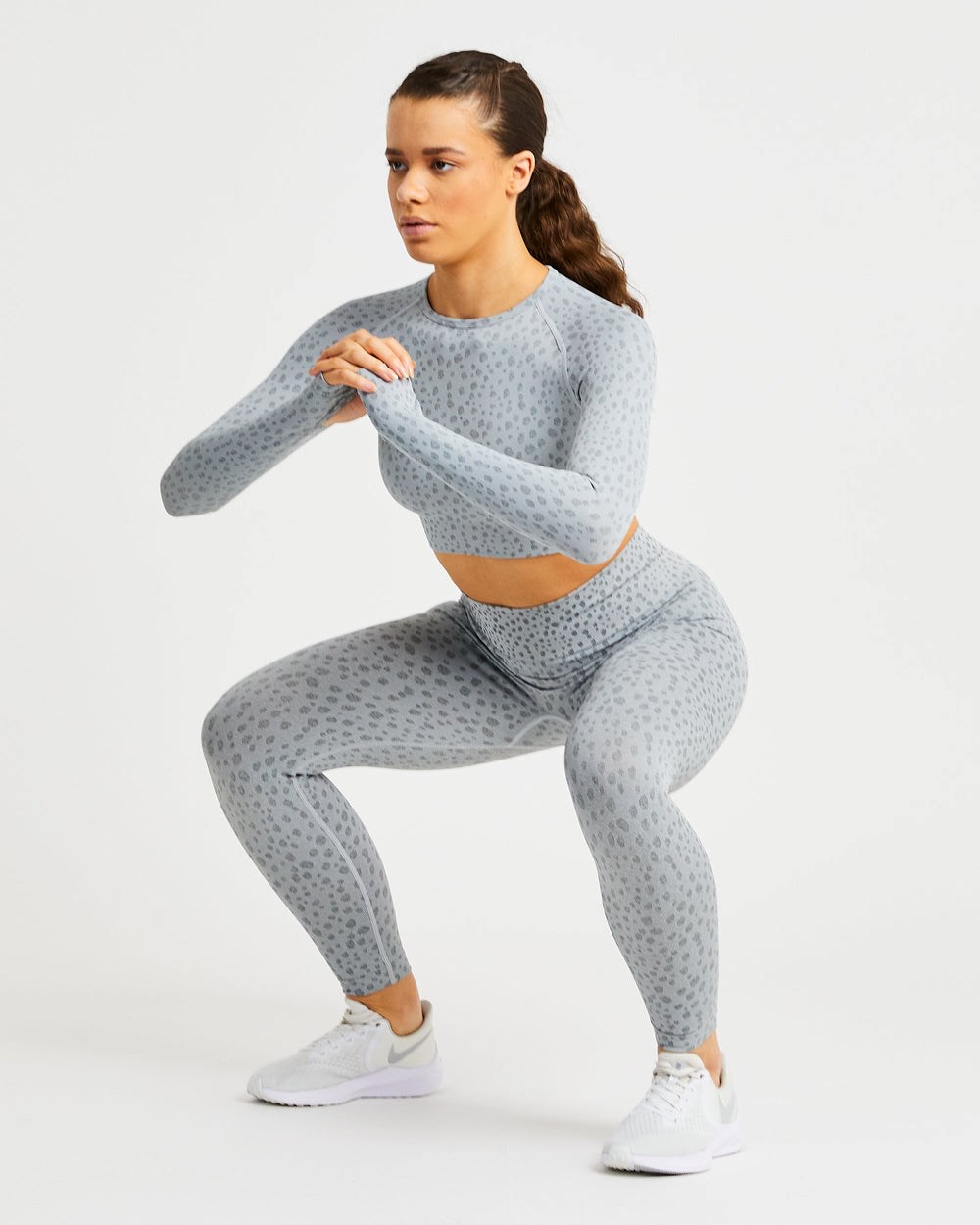 AYBL Evolve Speckle Seamless Long Sleeve Crop Top Głęboka Szare | 017538-GIW