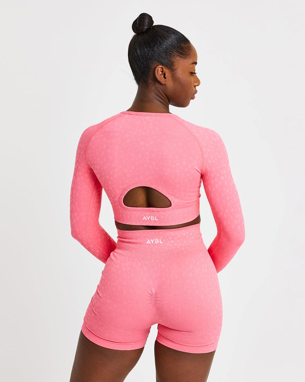 AYBL Evolve Speckle Seamless Long Sleeve Crop Top Koralowe Różowe | 018425-ILP