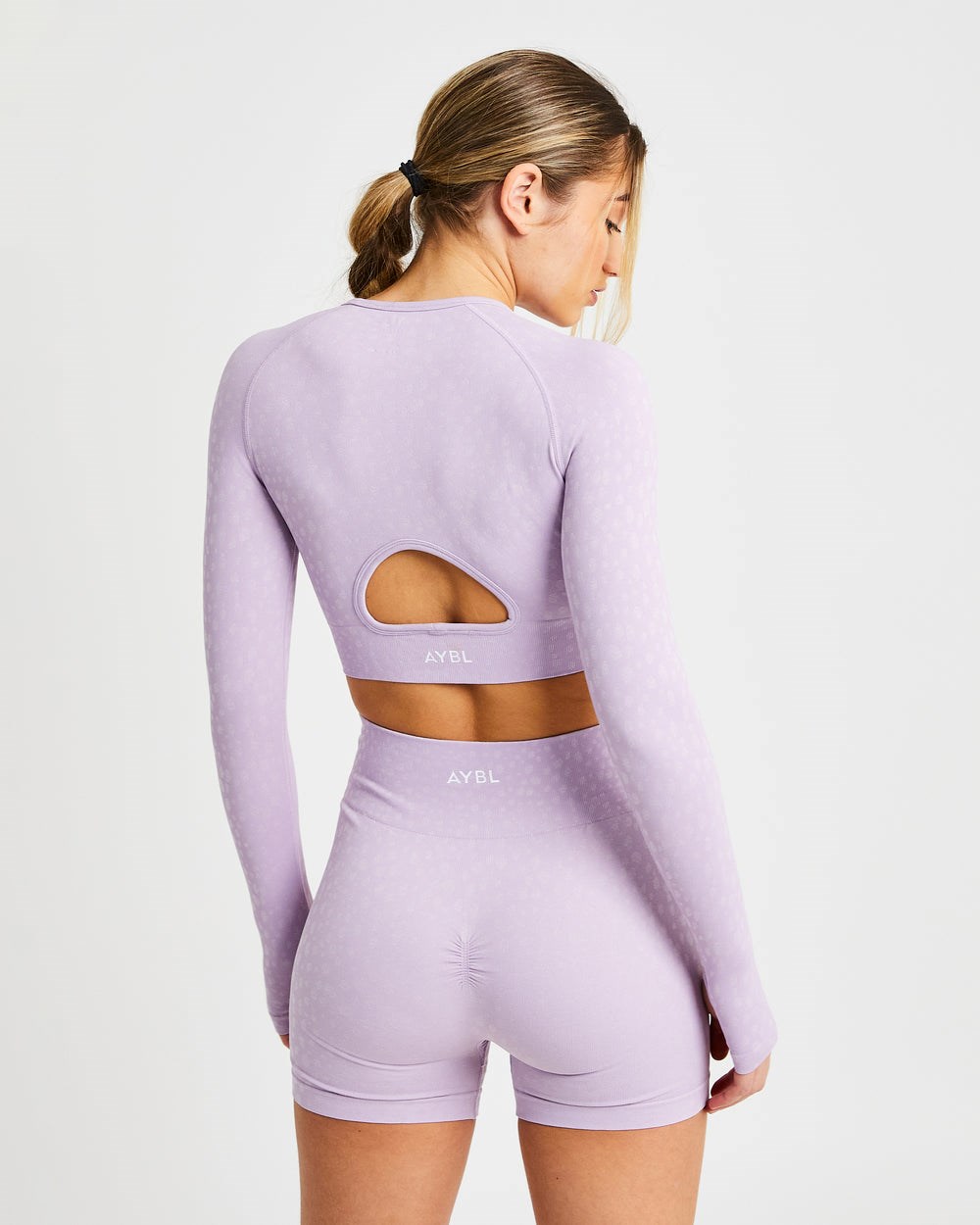 AYBL Evolve Speckle Seamless Long Sleeve Crop Top Lilac | 021648-AIV