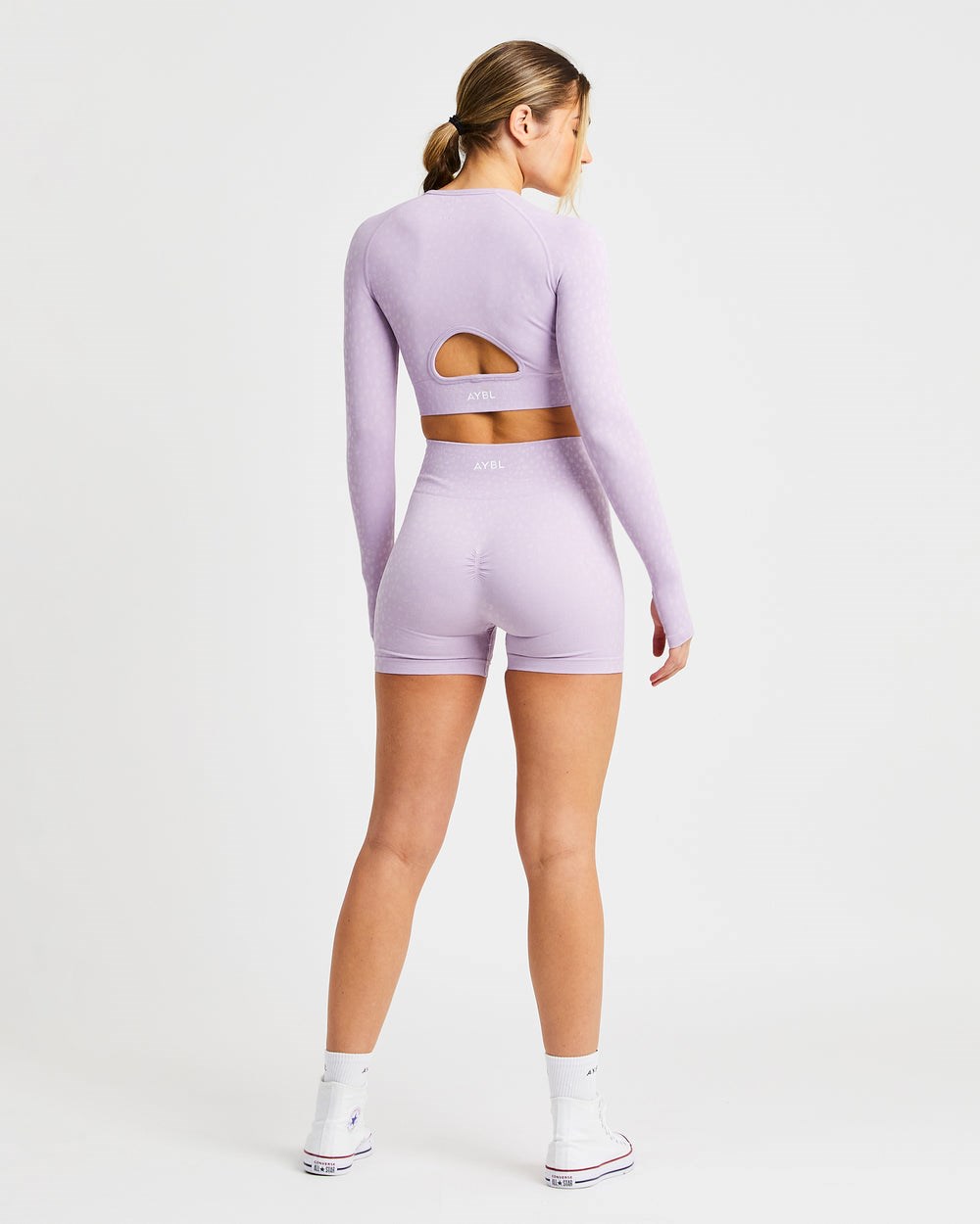 AYBL Evolve Speckle Seamless Long Sleeve Crop Top Lilac | 021648-AIV