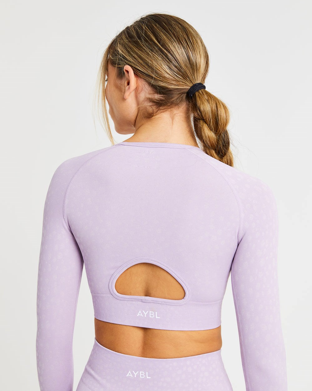 AYBL Evolve Speckle Seamless Long Sleeve Crop Top Lilac | 021648-AIV