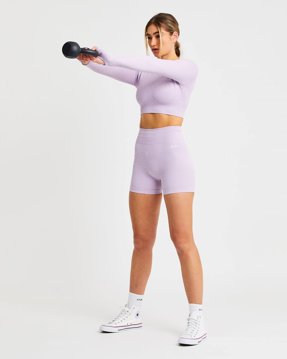 AYBL Evolve Speckle Seamless Long Sleeve Crop Top Lilac | 021648-AIV