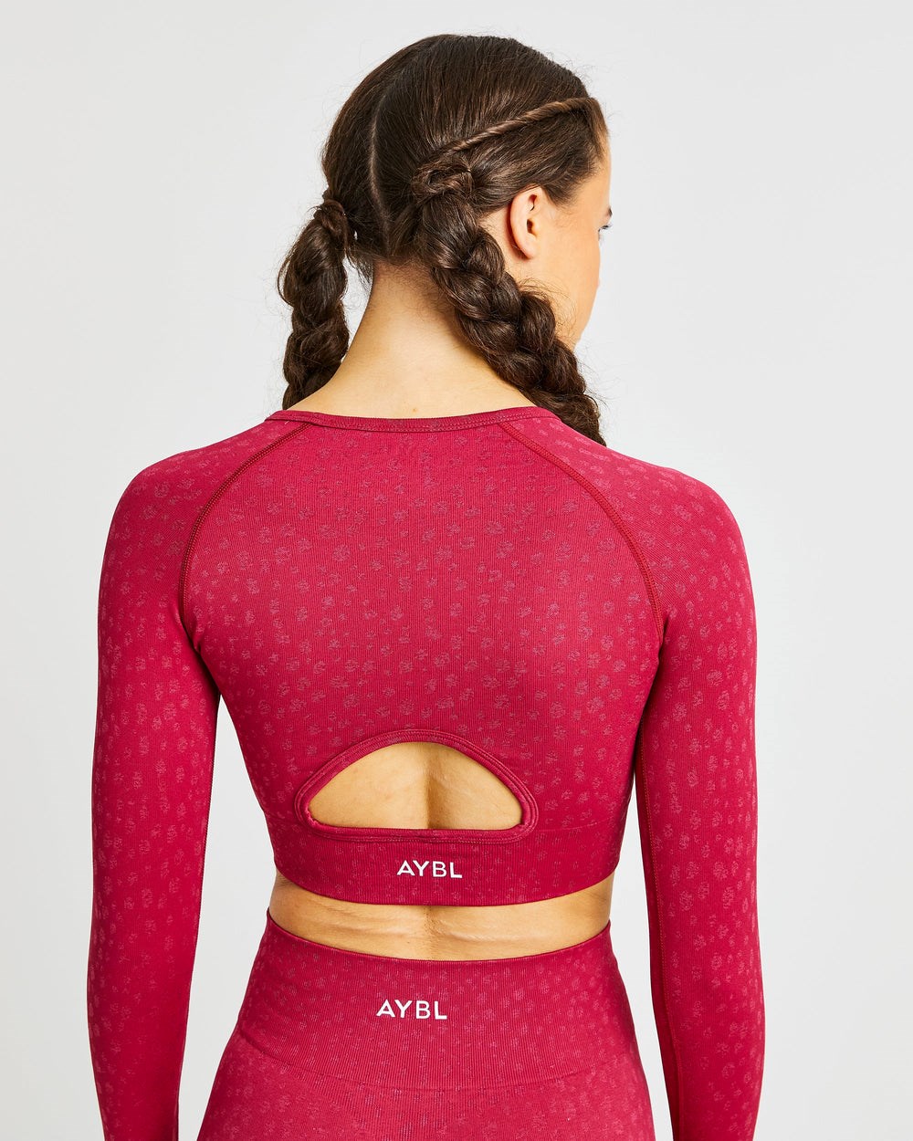 AYBL Evolve Speckle Seamless Long Sleeve Crop Top Raspberry | 062384-HBQ