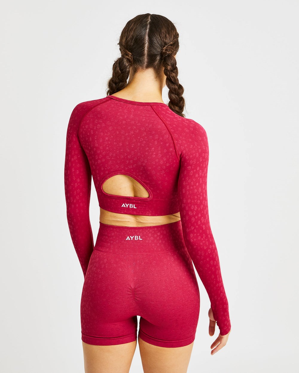 AYBL Evolve Speckle Seamless Long Sleeve Crop Top Raspberry | 167280-DKA