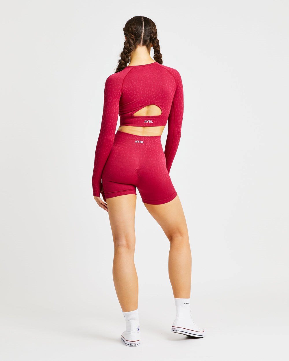 AYBL Evolve Speckle Seamless Long Sleeve Crop Top Raspberry | 167280-DKA