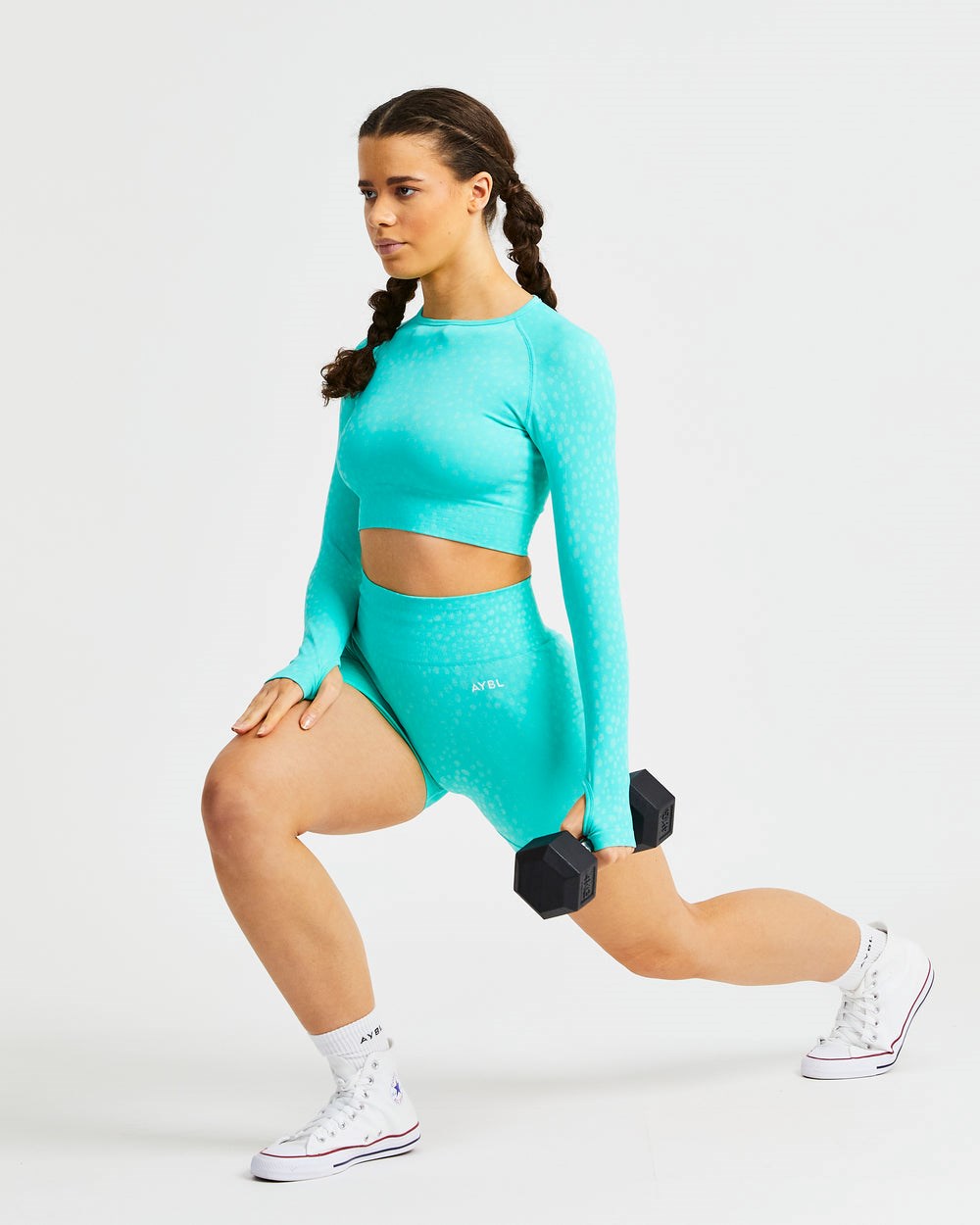 AYBL Evolve Speckle Seamless Long Sleeve Crop Top Zielone | 408162-UCN