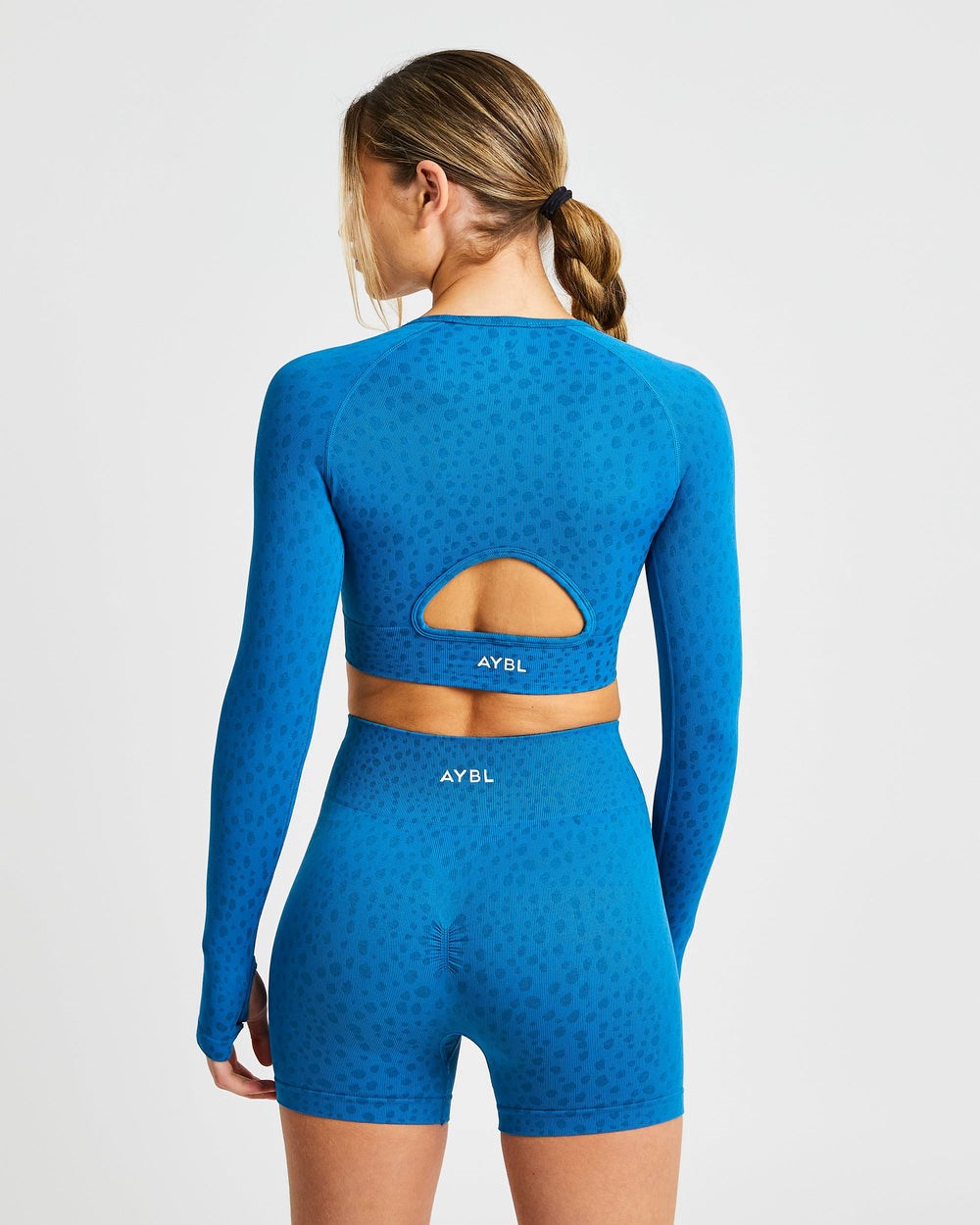 AYBL Evolve Speckle Seamless Long Sleeve Crop Top Niebieskie | 642918-WEA