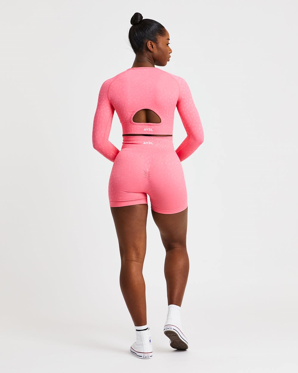 AYBL Evolve Speckle Seamless Long Sleeve Crop Top Koralowe Różowe | 679245-YCK