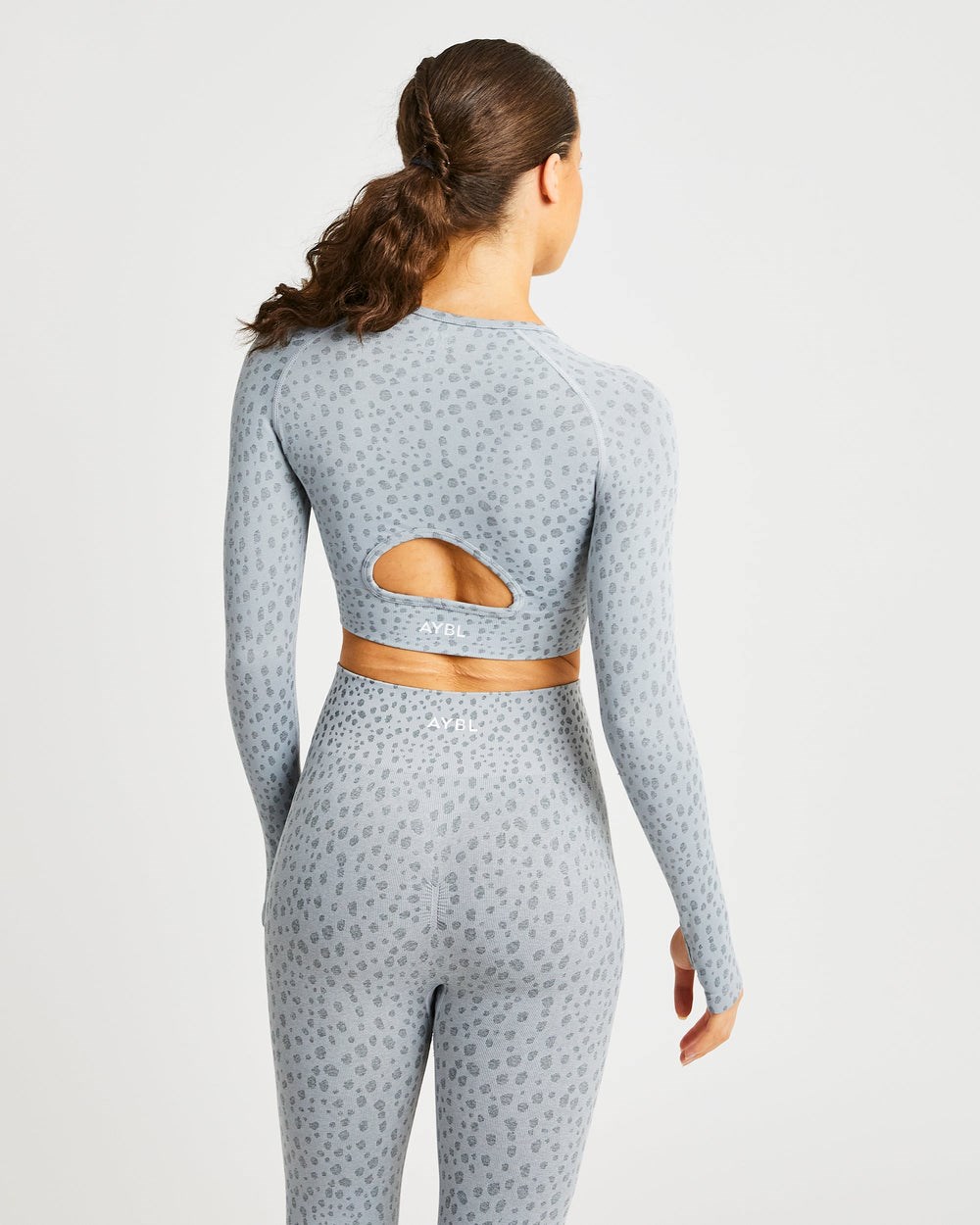 AYBL Evolve Speckle Seamless Long Sleeve Crop Top Głęboka Szare | 792380-VRF