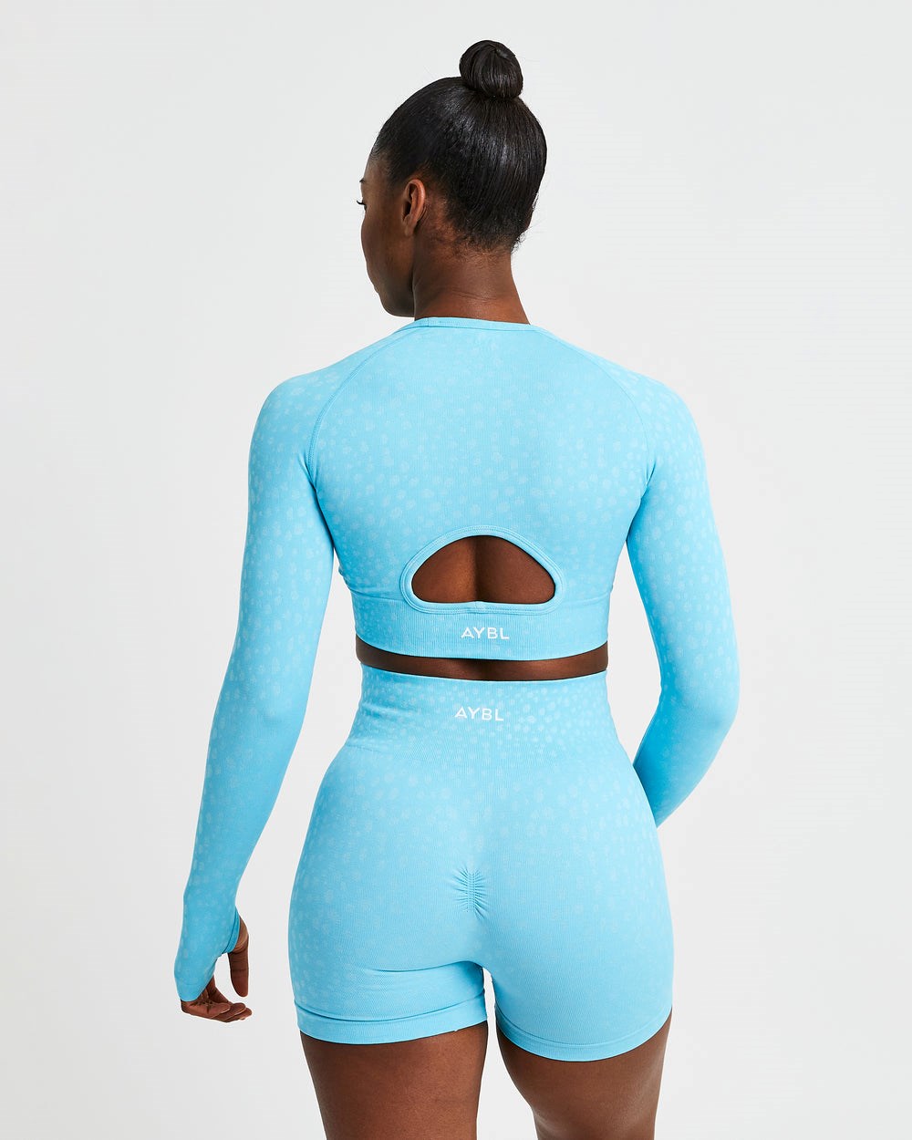 AYBL Evolve Speckle Seamless Long Sleeve Crop Top Głęboka Niebieskie | 812507-WBN