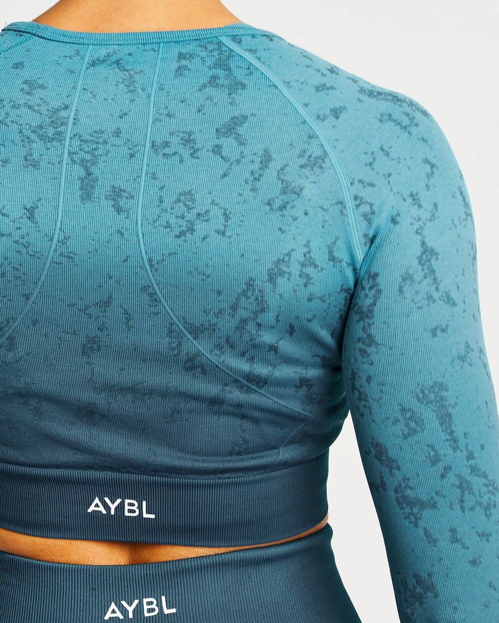 AYBL Flare Seamless Long Sleeve Crop Top Teal | 640281-RDQ