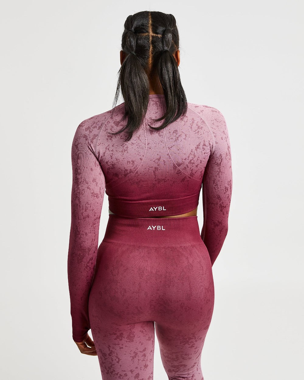 AYBL Flare Seamless Long Sleeve Crop Top Plum | 810453-YMG