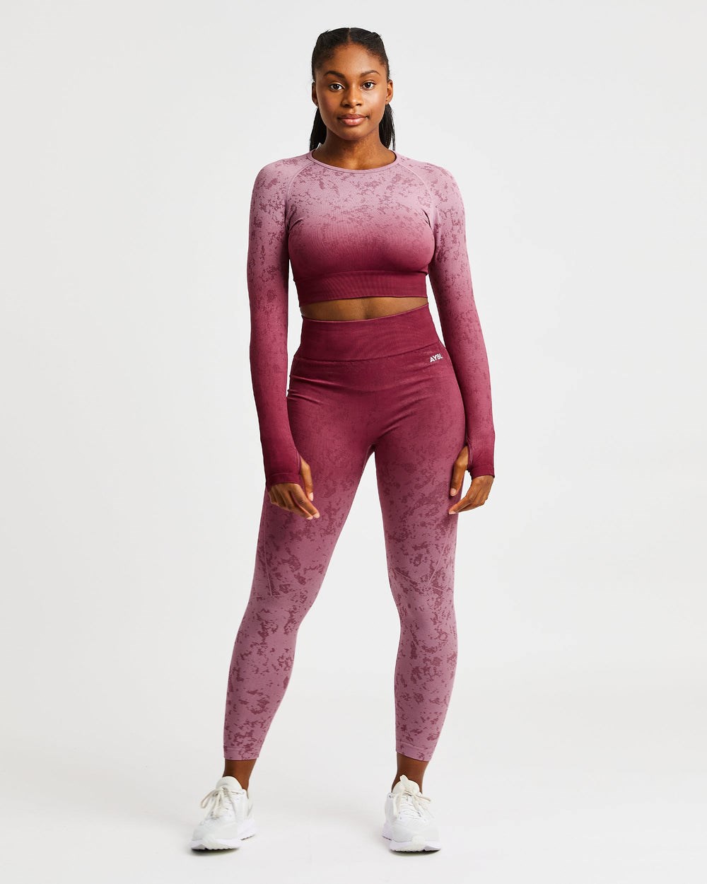 AYBL Flare Seamless Long Sleeve Crop Top Plum | 810453-YMG