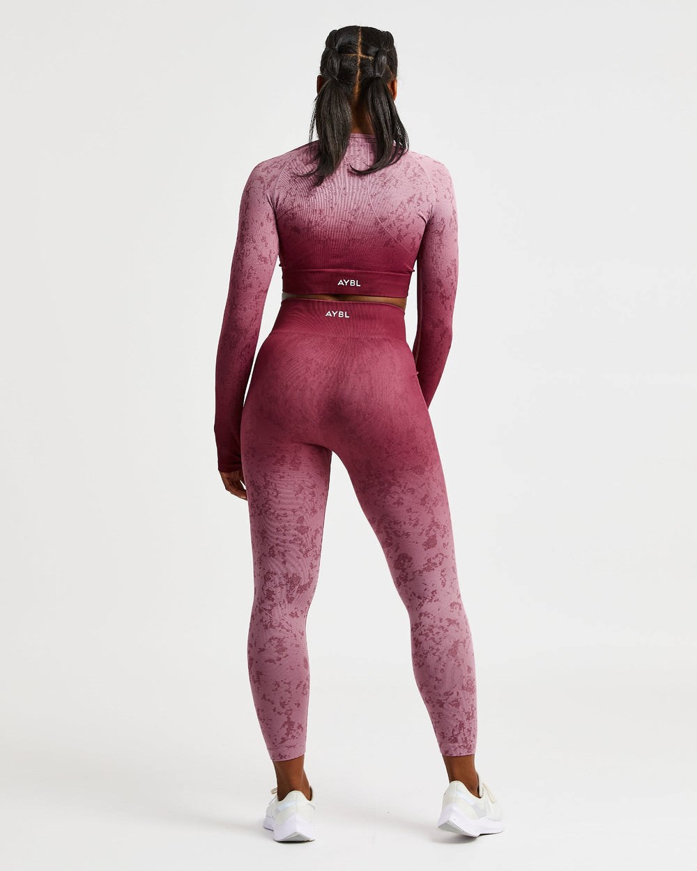 AYBL Flare Seamless Long Sleeve Crop Top Plum | 810453-YMG