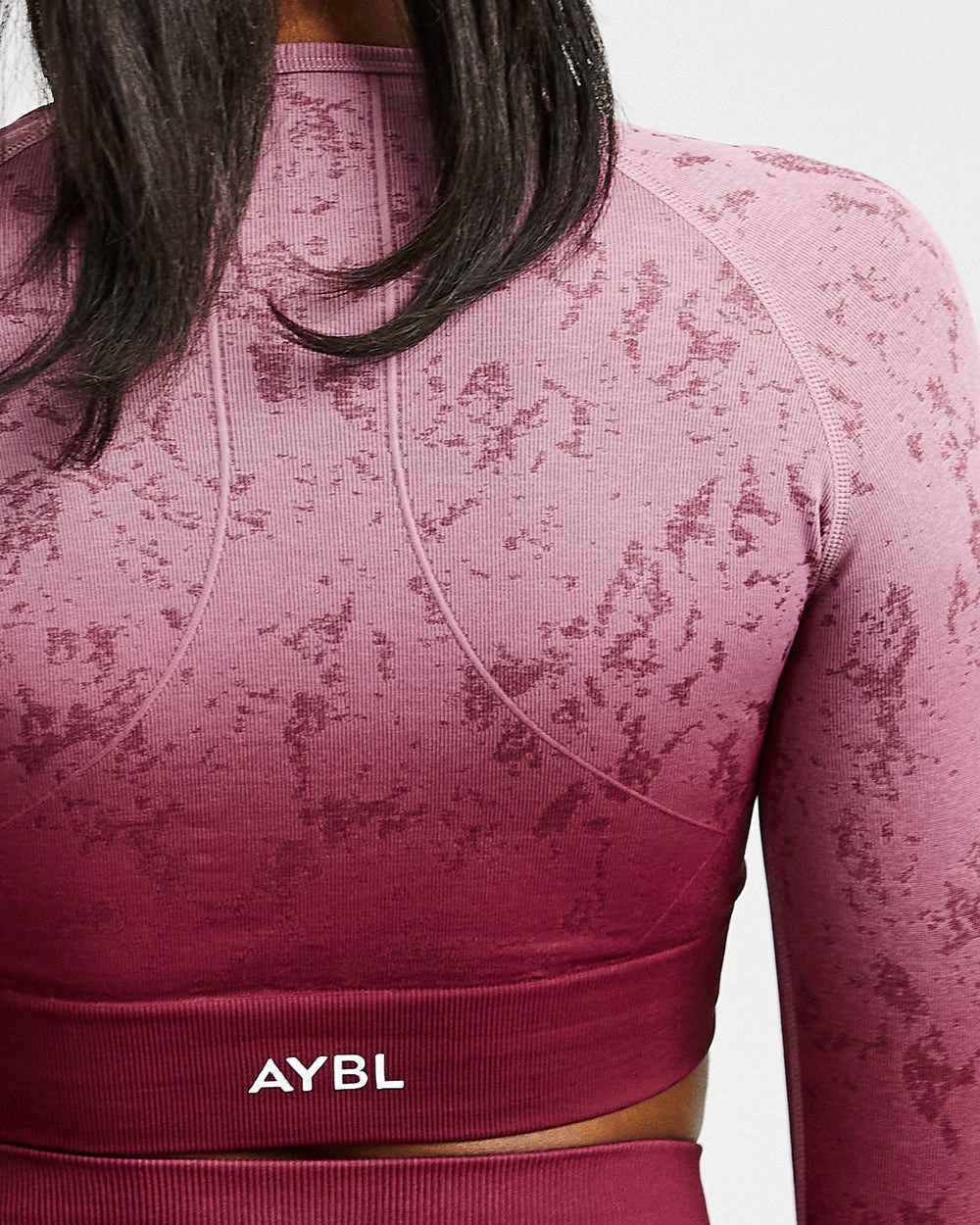 AYBL Flare Seamless Long Sleeve Crop Top Plum | 810453-YMG