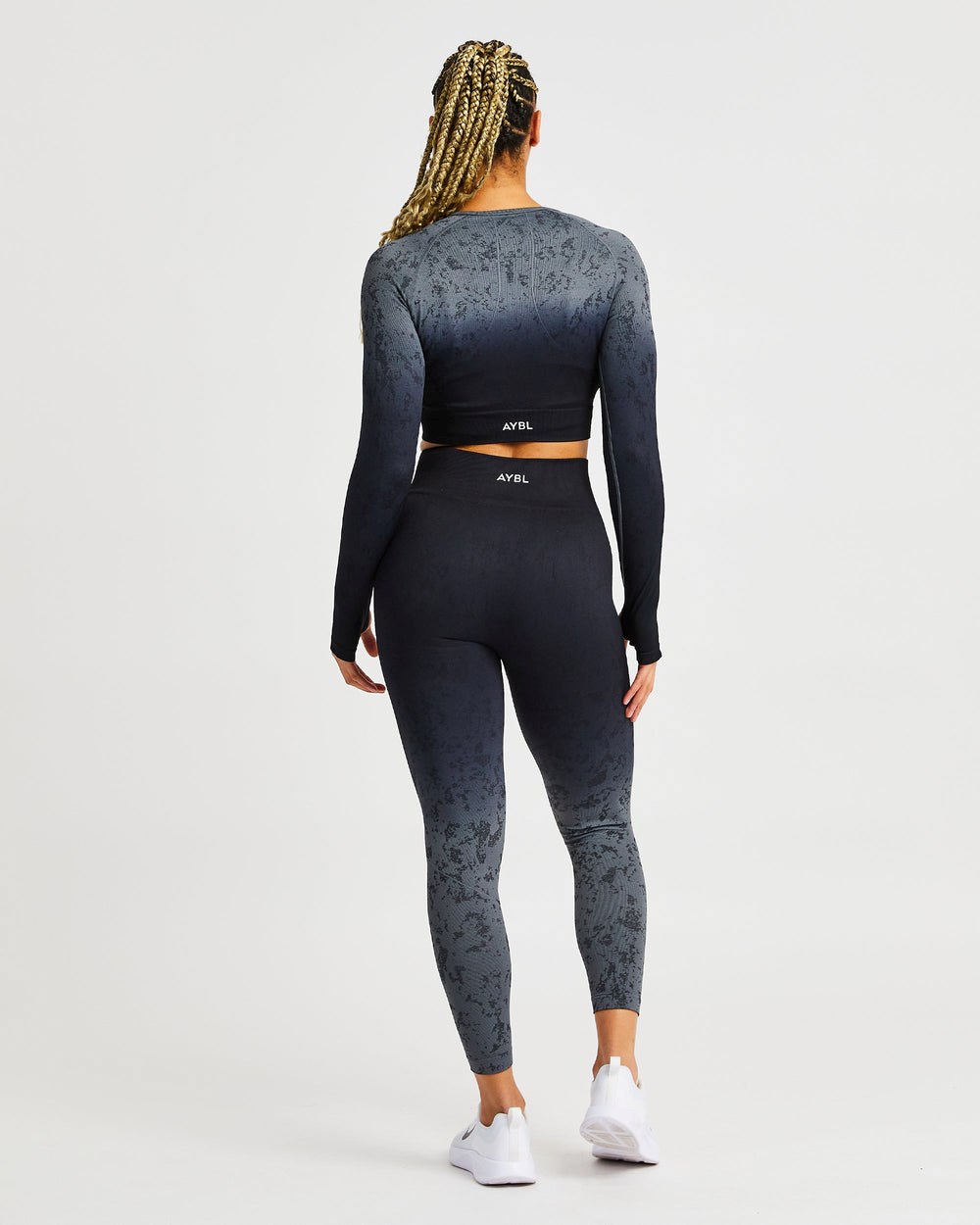 AYBL Flare Seamless Long Sleeve Crop Top Czarne | 917054-SIG