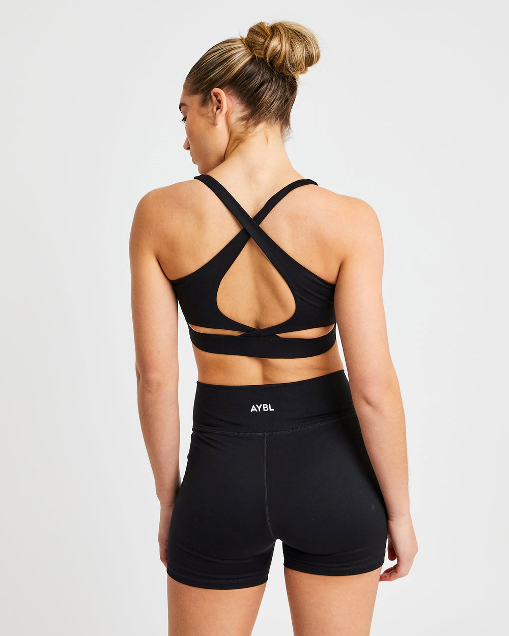 AYBL Flow Sports Bra Czarne | 697435-ZXK