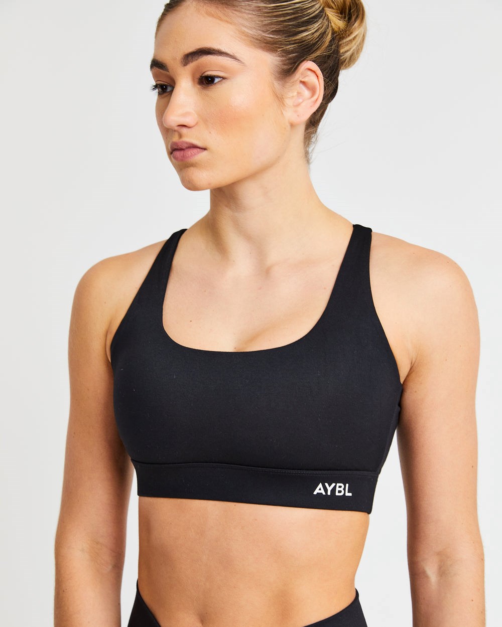 AYBL Flow Sports Bra Czarne | 697435-ZXK