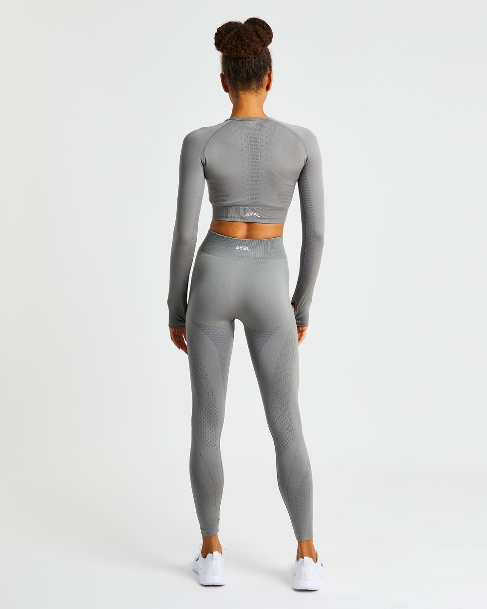 AYBL Ignite Seamless Long Sleeve Crop Top Szare | 068451-RIJ