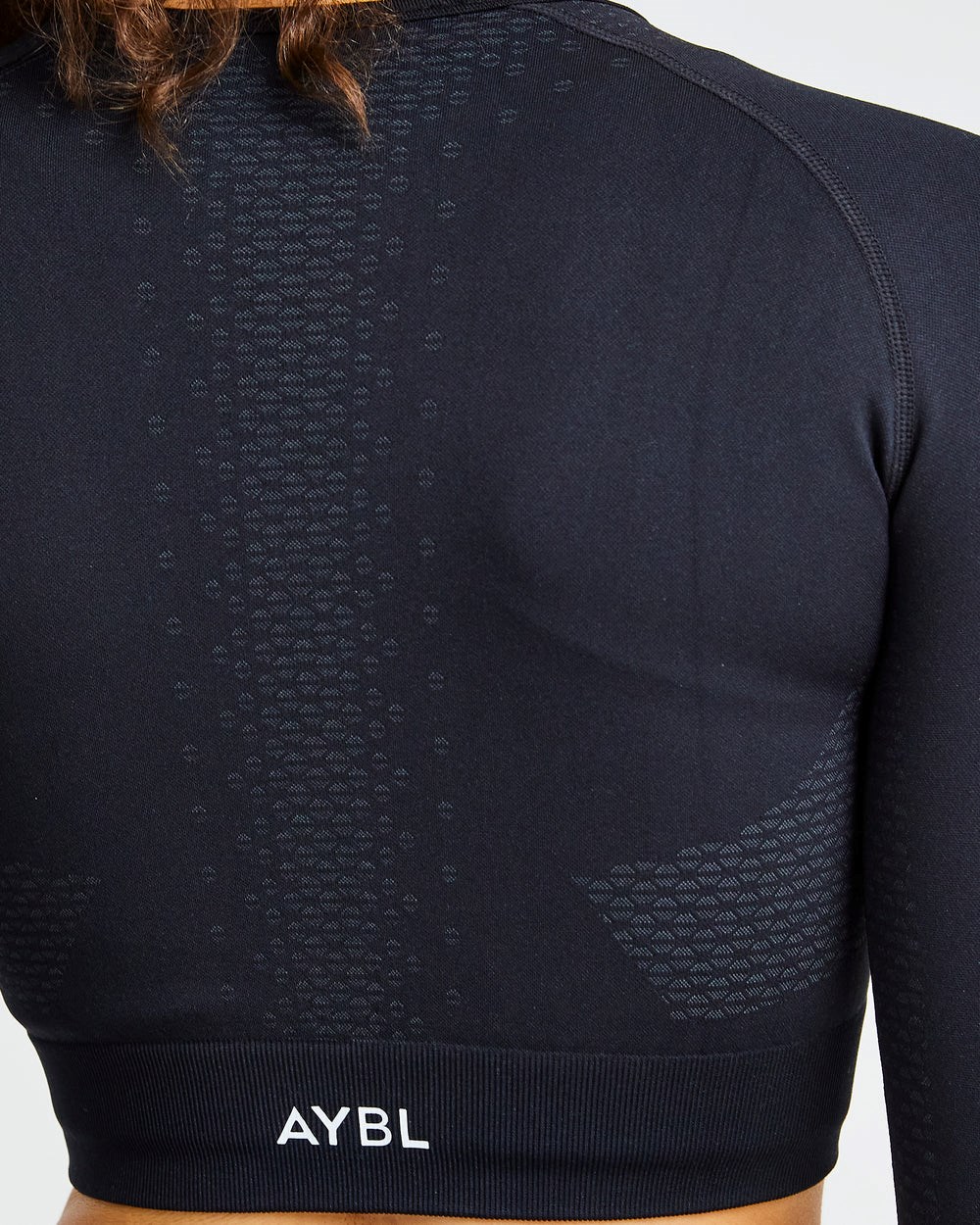 AYBL Ignite Seamless Long Sleeve Crop Top Czarne | 172053-WSF