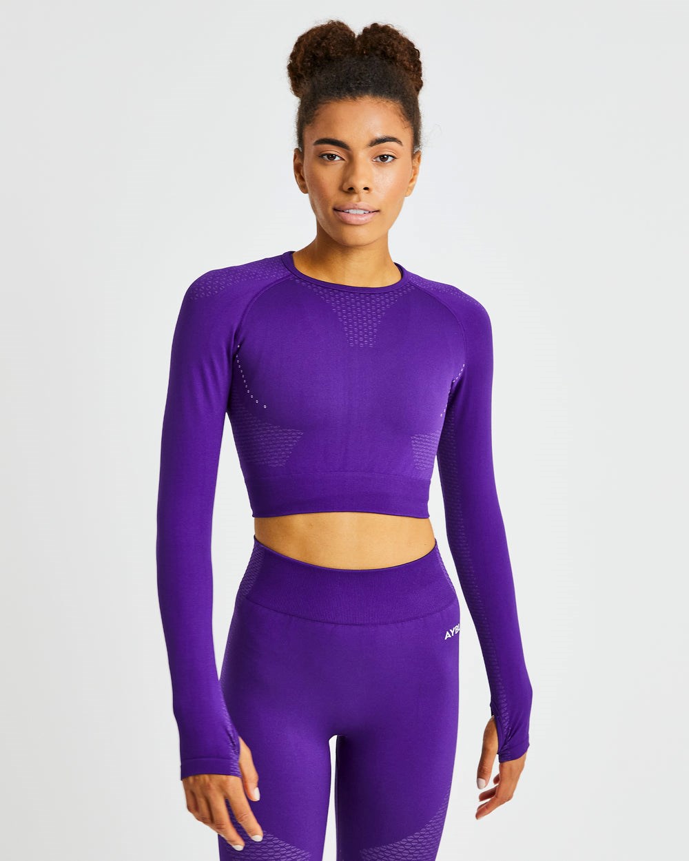 AYBL Ignite Seamless Long Sleeve Crop Top Fioletowe | 246385-CLW